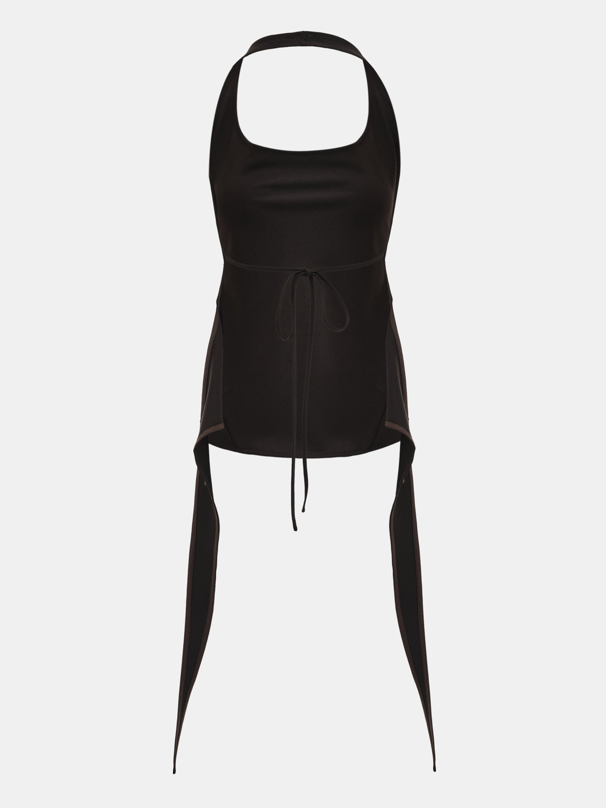 Hopsack Halter Top, Brown