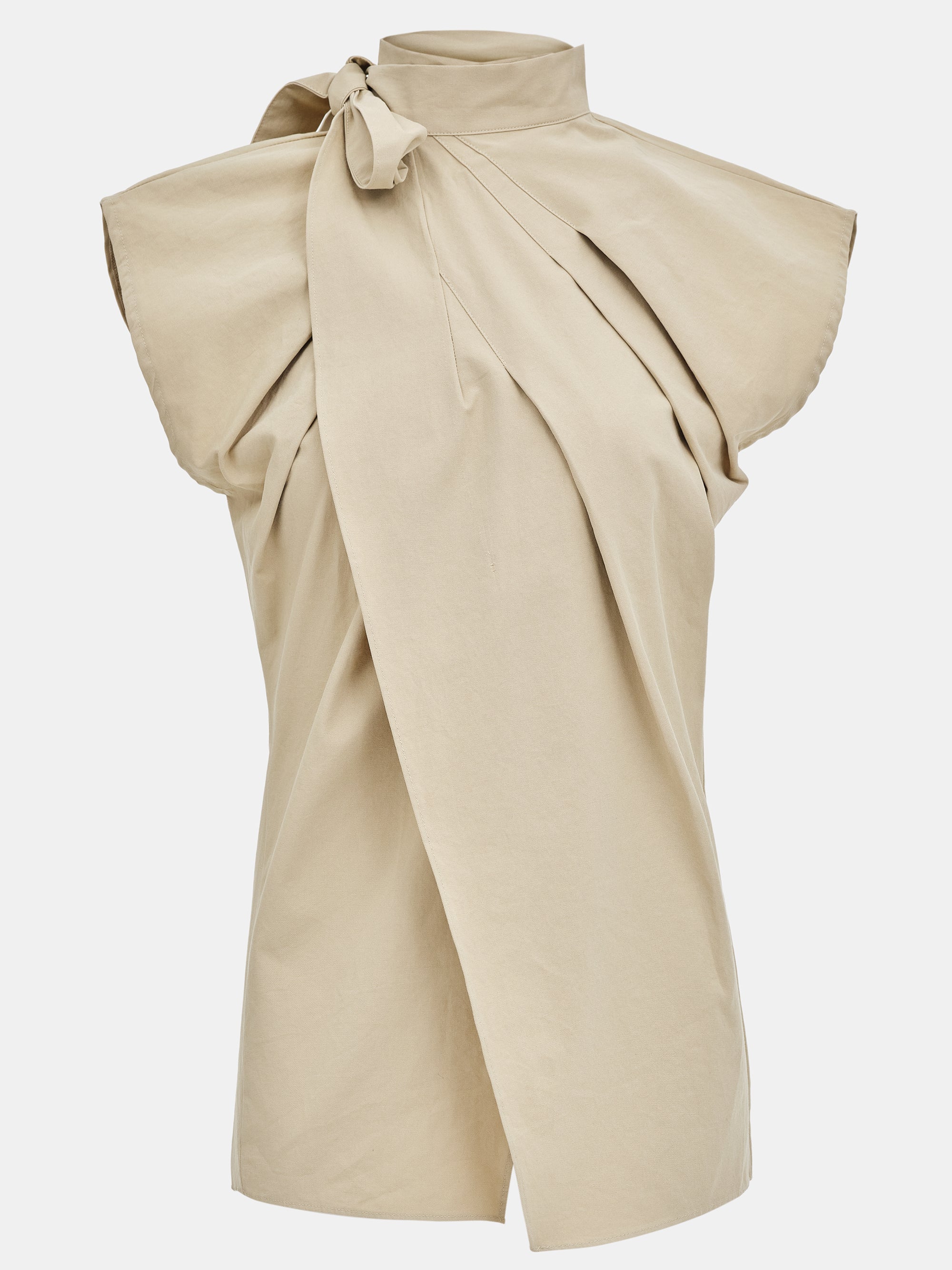 Draped Wrap Shirt, Beige