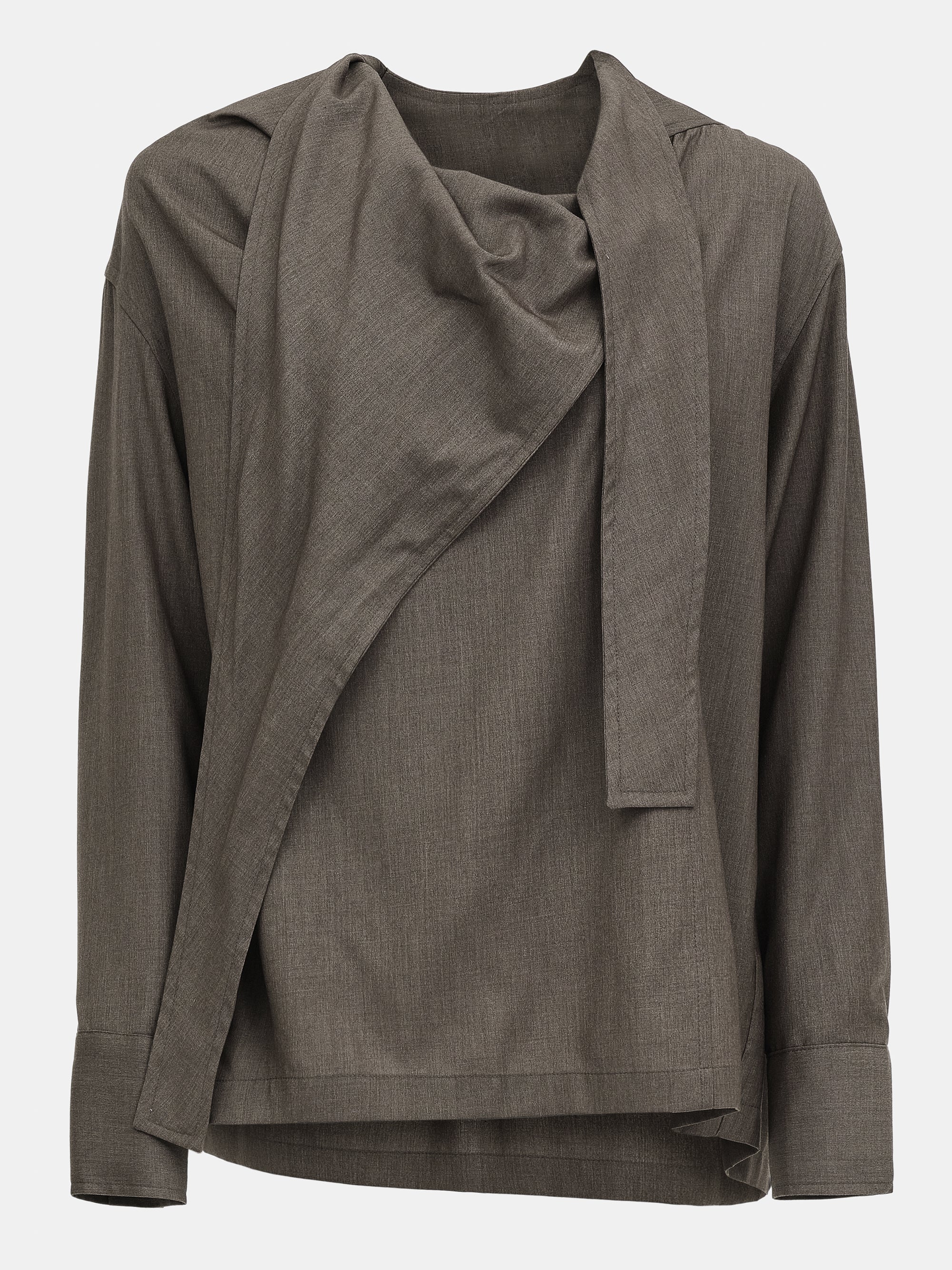 Draped Collar Blouse, Brown