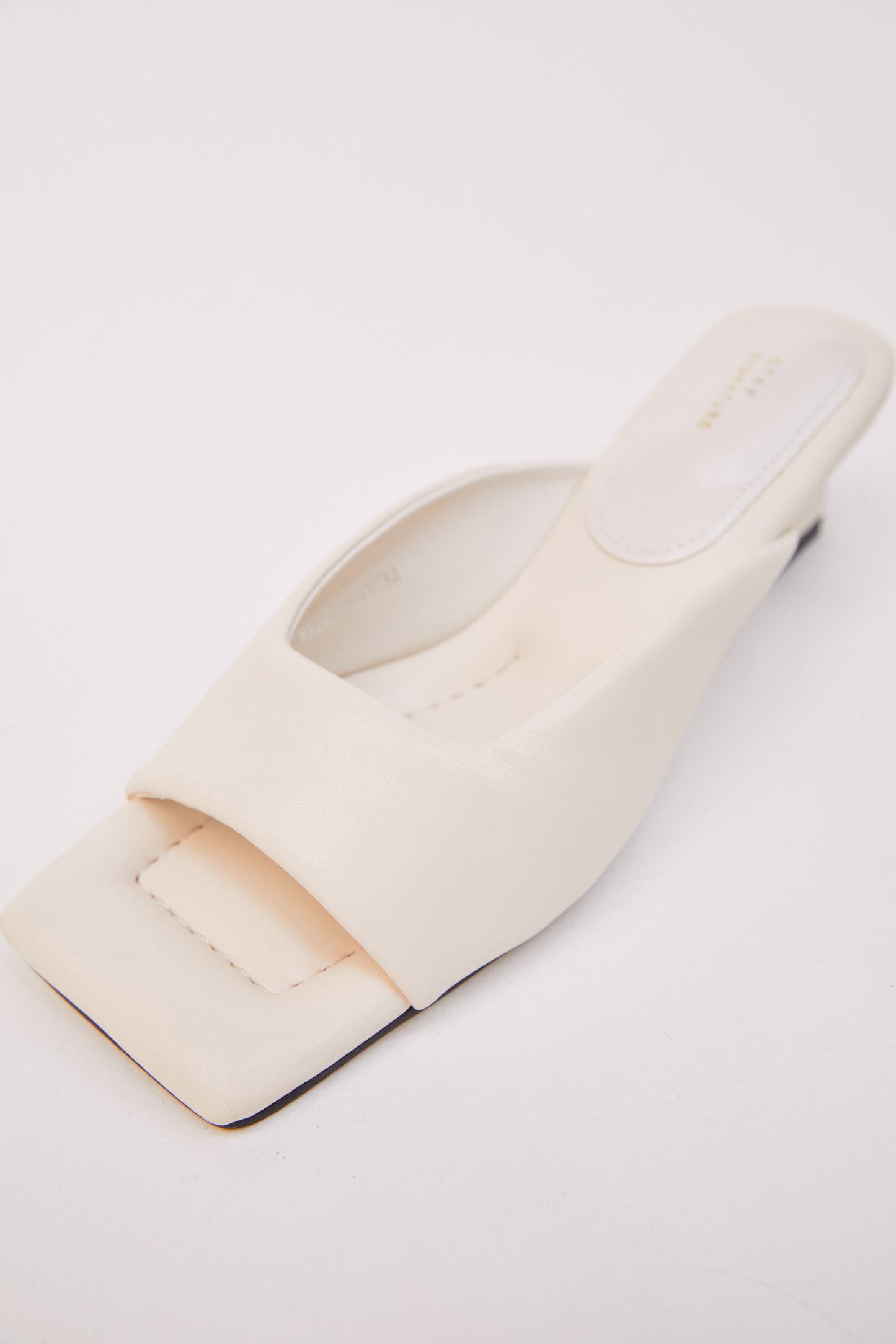 Square-toe Heeled Mule, Ivory