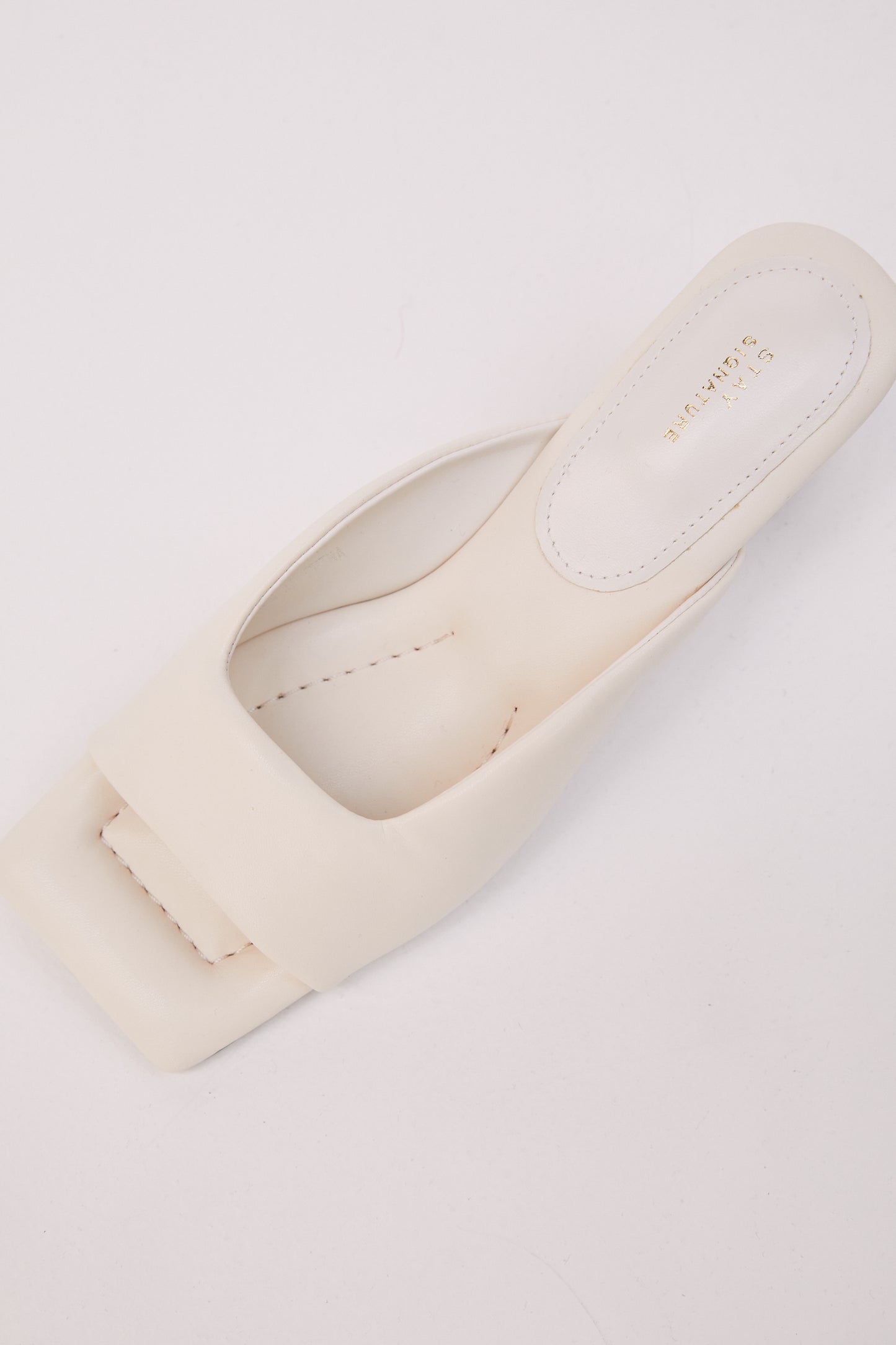 Square-toe Heeled Mule, Ivory