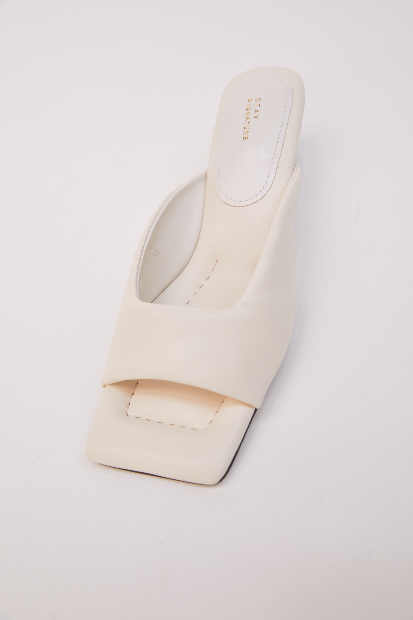 Square-toe Heeled Mule, Ivory