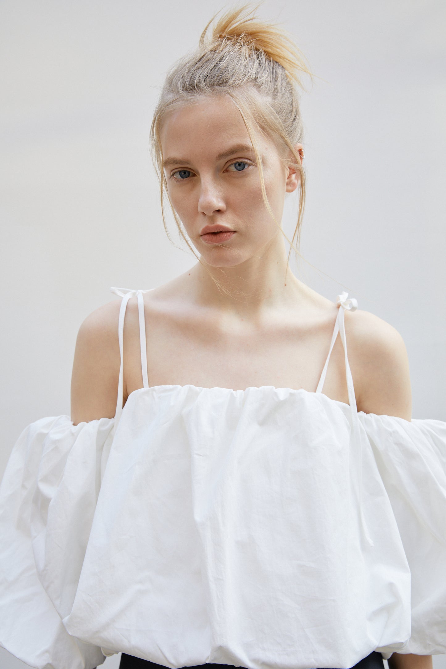 Voluminous Off-the-Shoulder Top, White