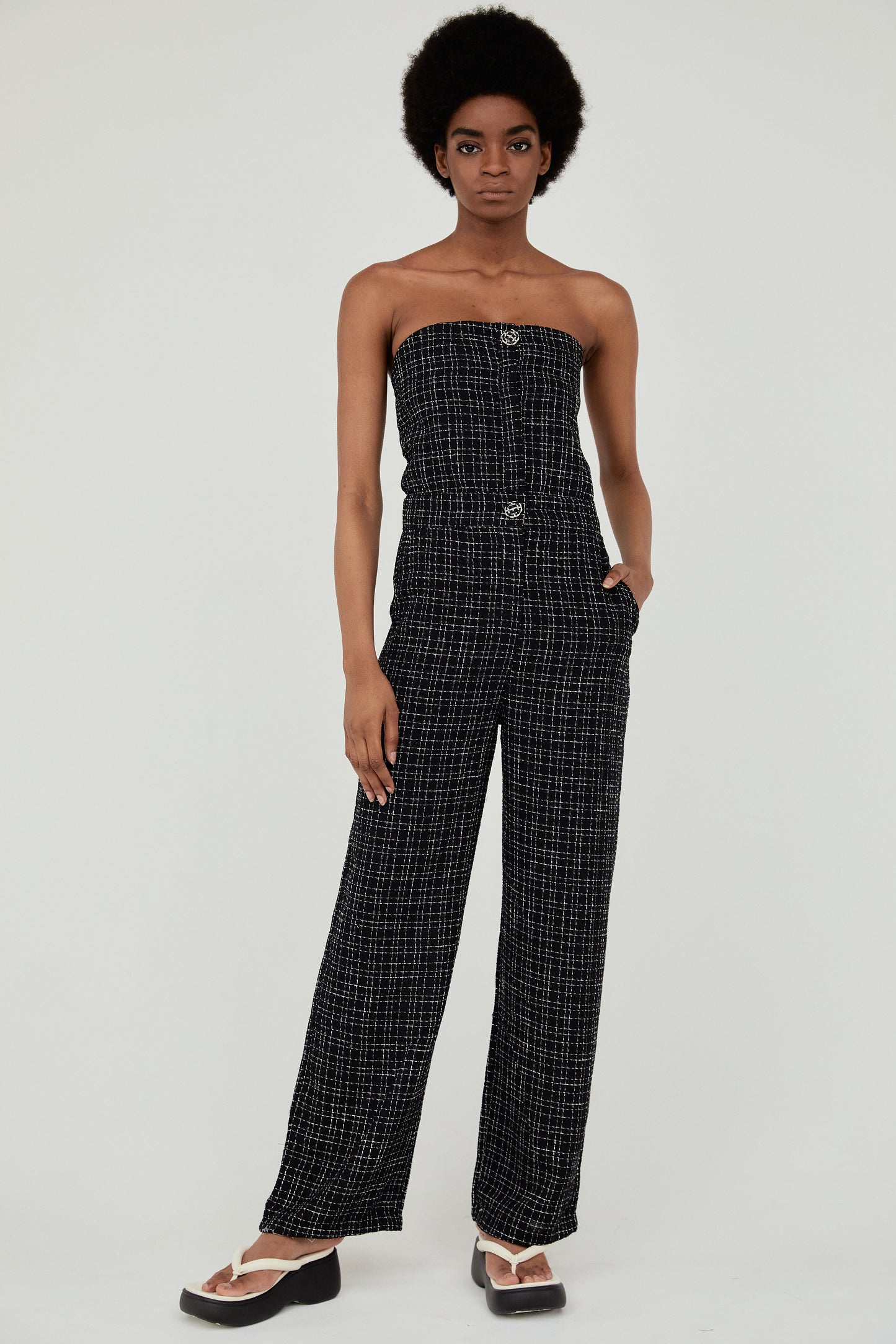 Tweed Jumpsuit, Black