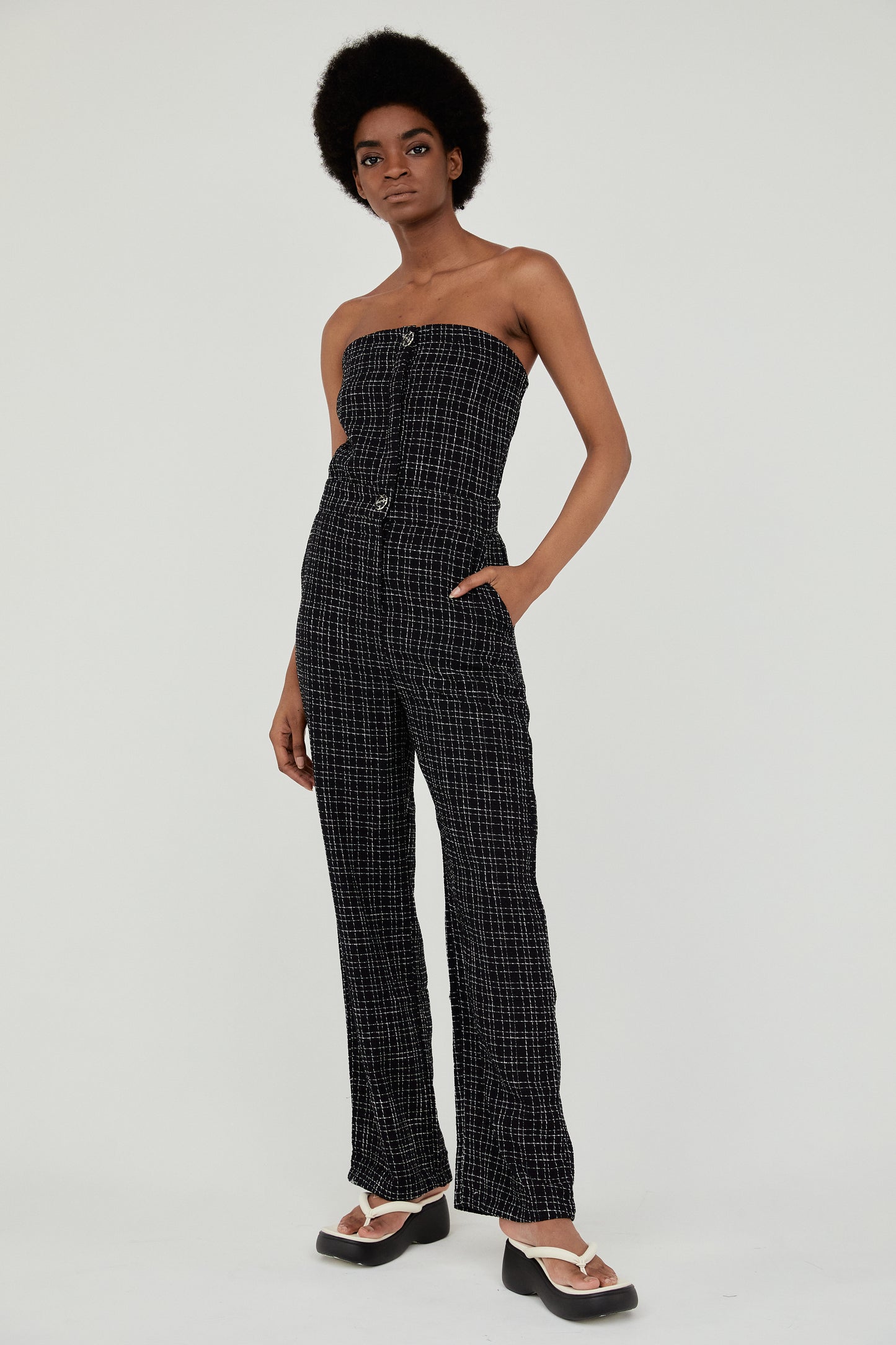 Tweed Jumpsuit, Black