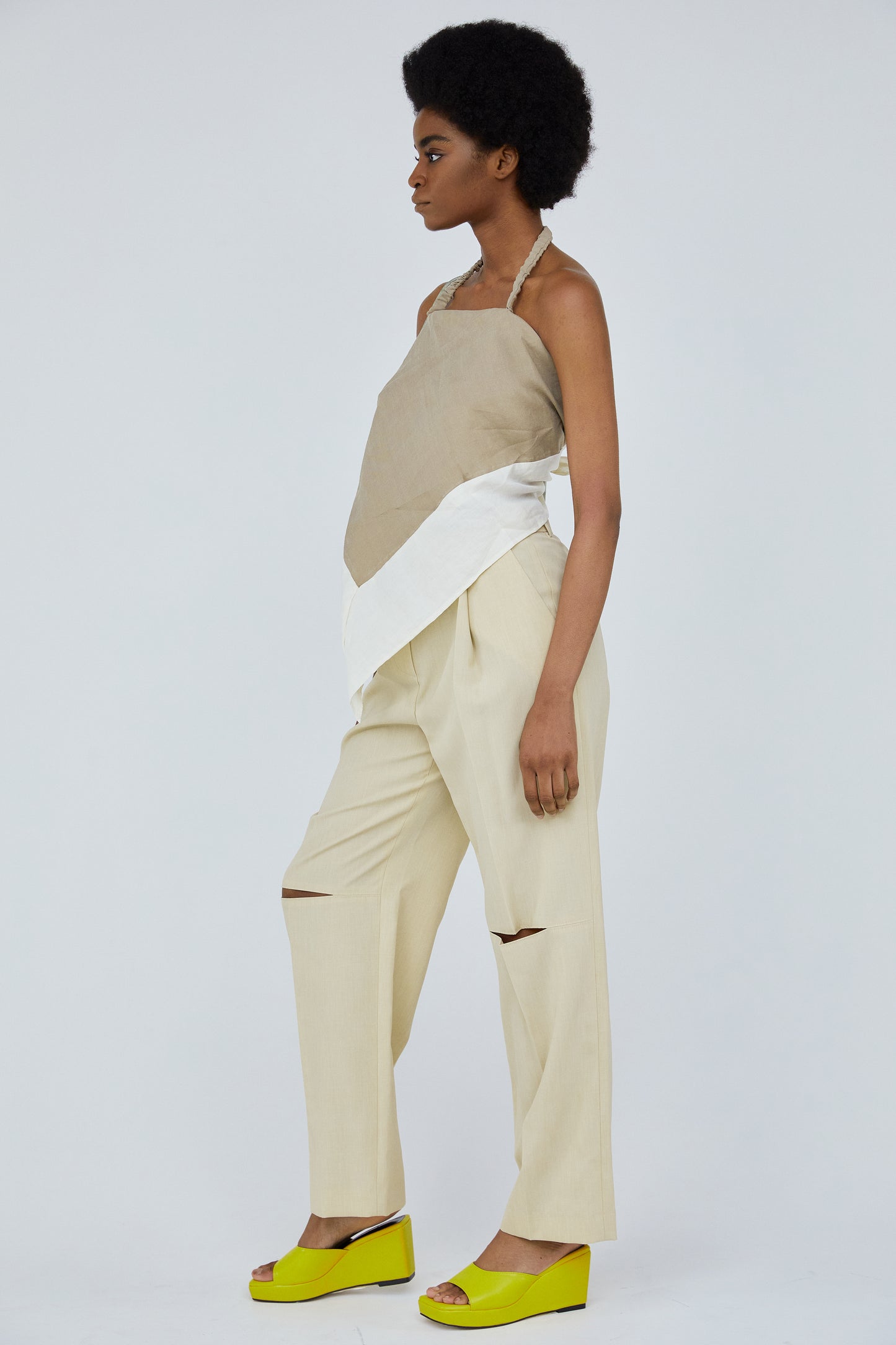 Scarf Top, Khaki Beige
