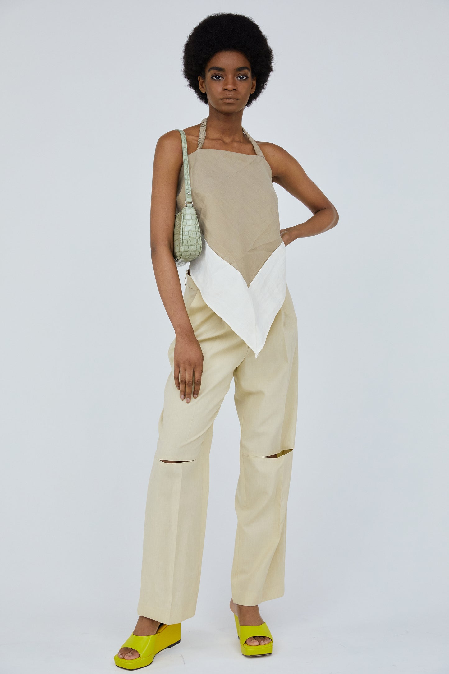 Scarf Top, Khaki Beige