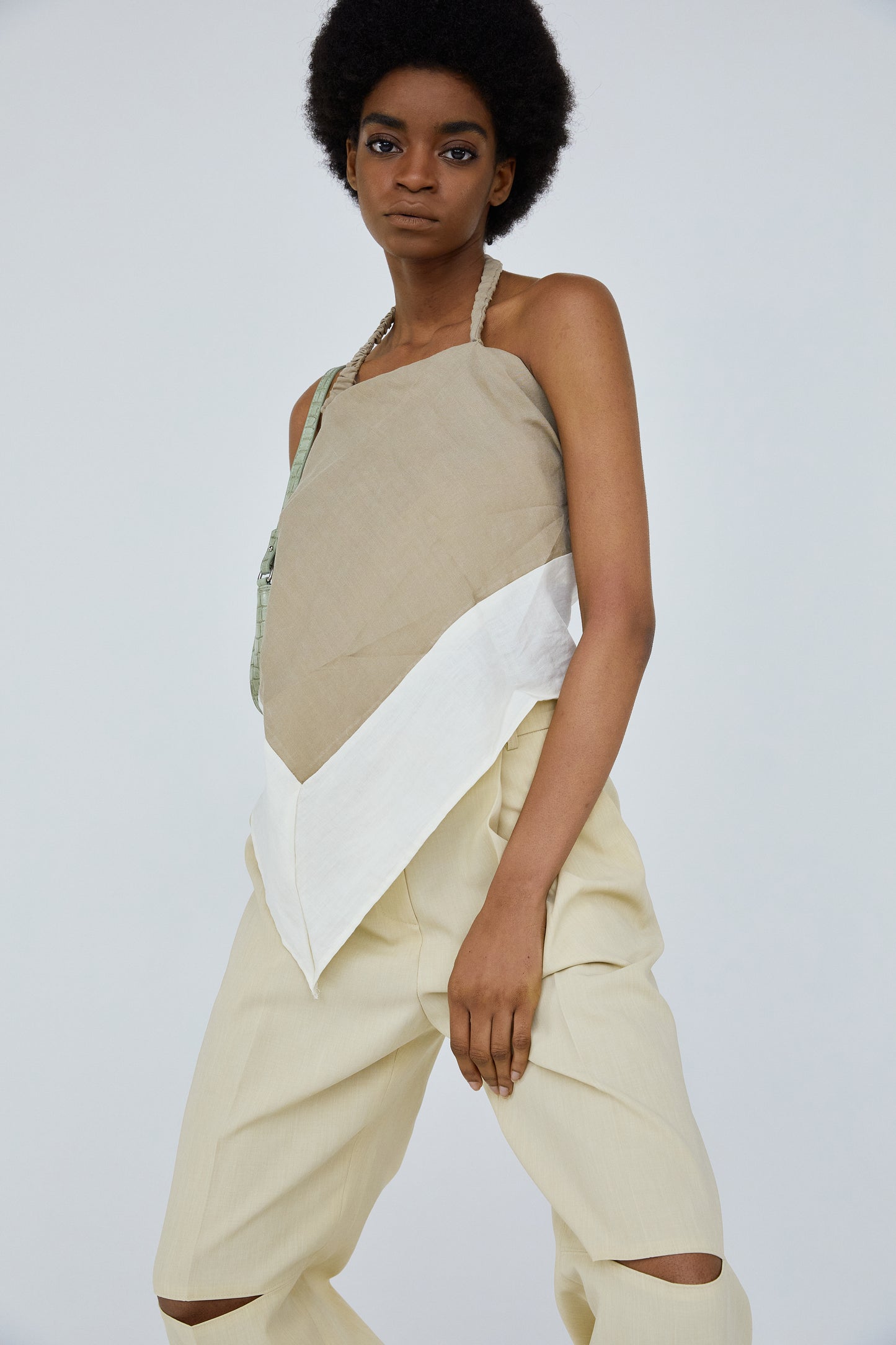 Scarf Top, Khaki Beige