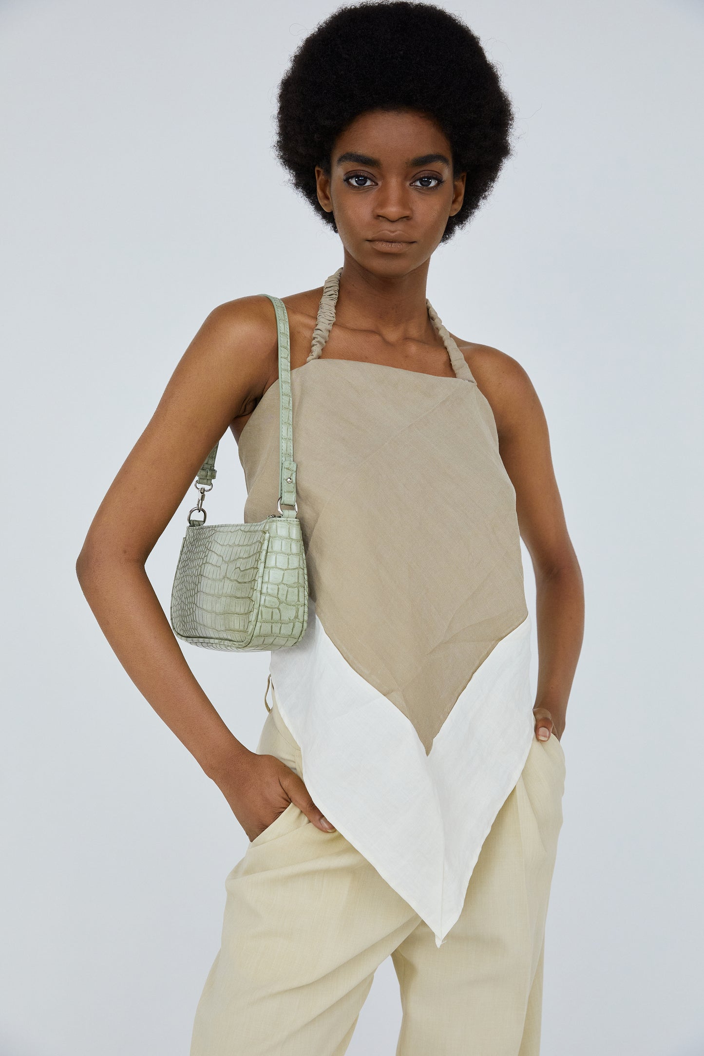 Scarf Top, Khaki Beige