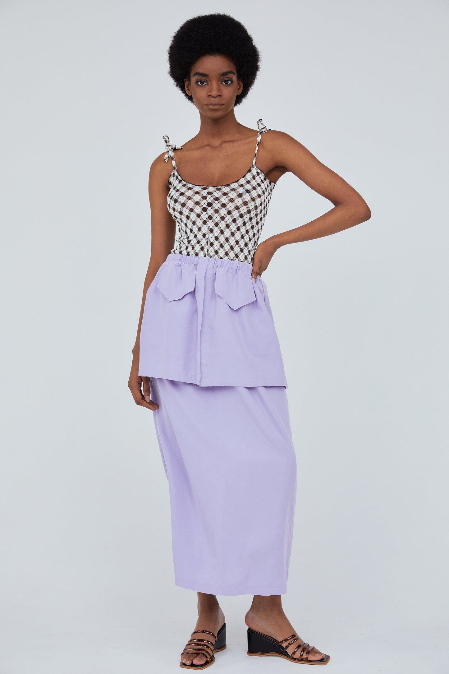 Pocket Flowy Long Skirt, Lavender