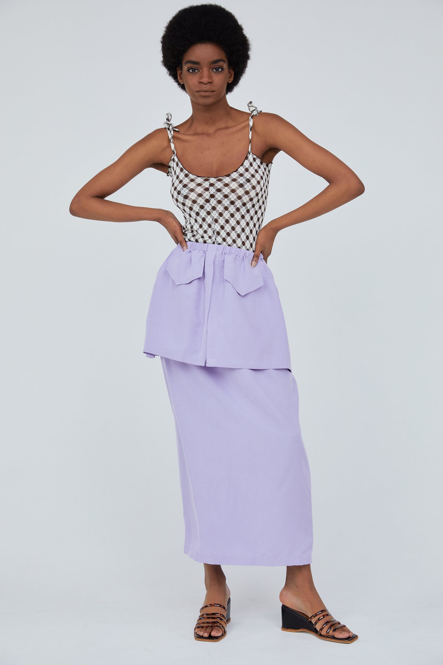 Pocket Flowy Long Skirt, Lavender