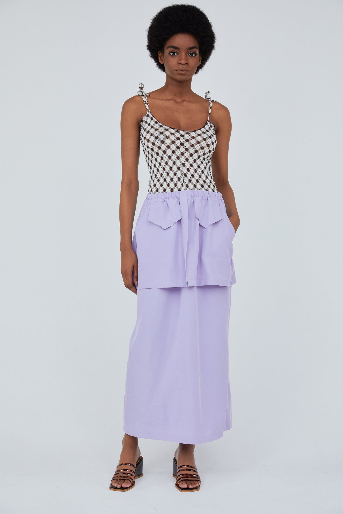 Pocket Flowy Long Skirt, Lavender