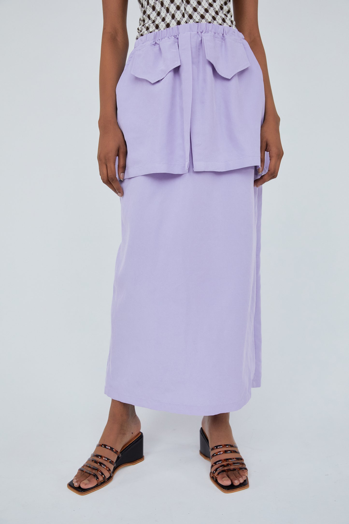 Pocket Flowy Long Skirt, Lavender