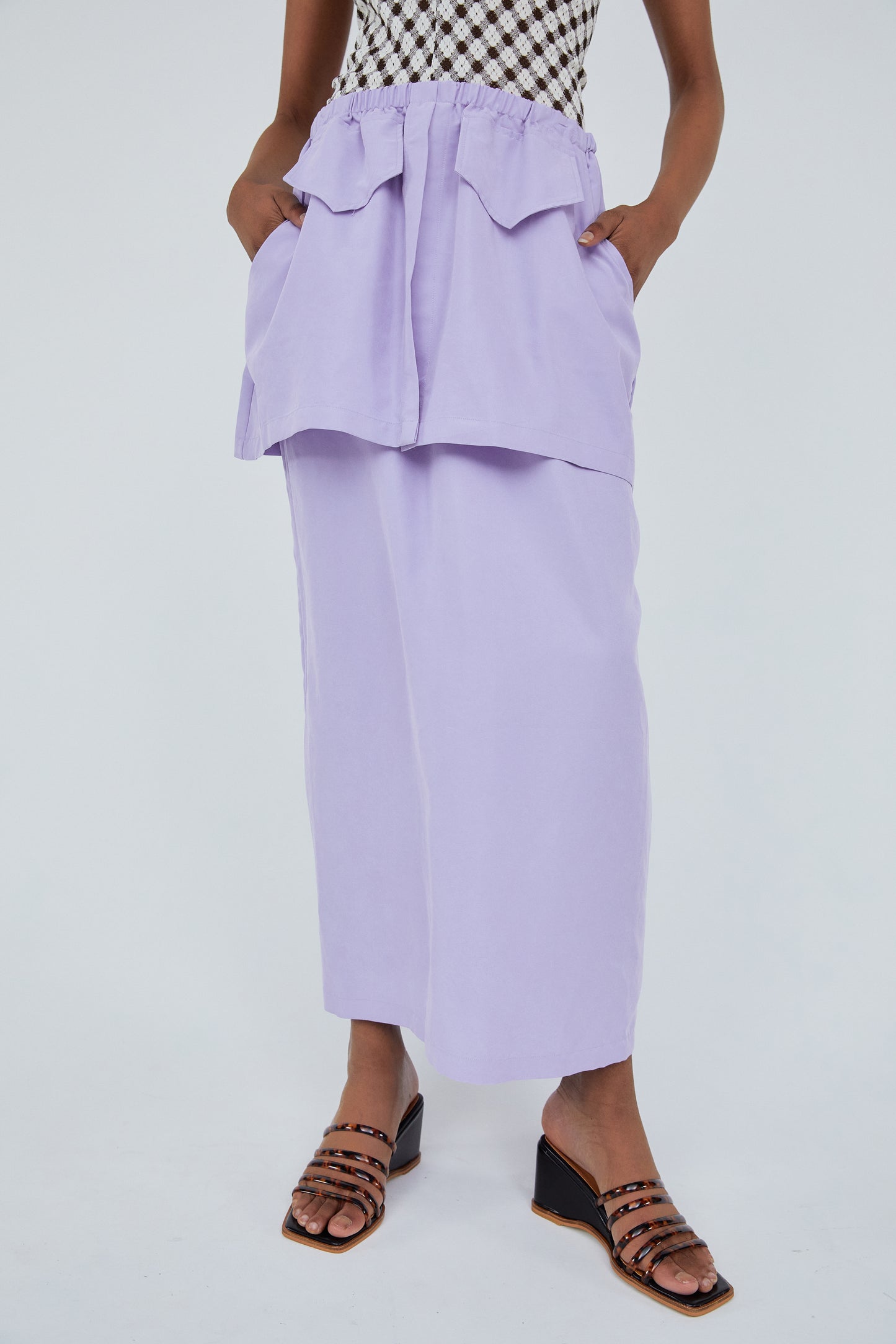 Pocket Flowy Long Skirt, Lavender