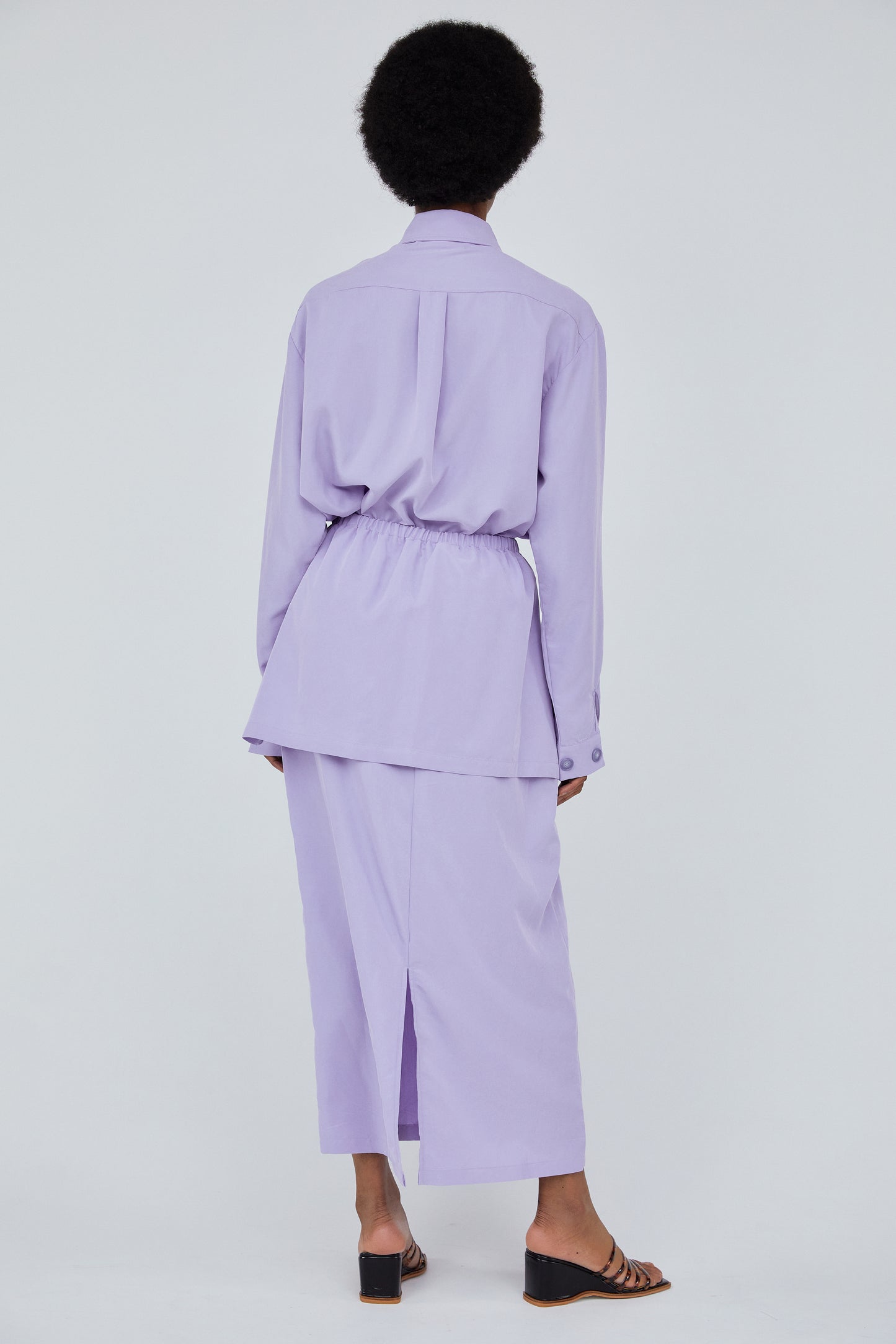 Oversized Button Tencel Shirt, Lavender