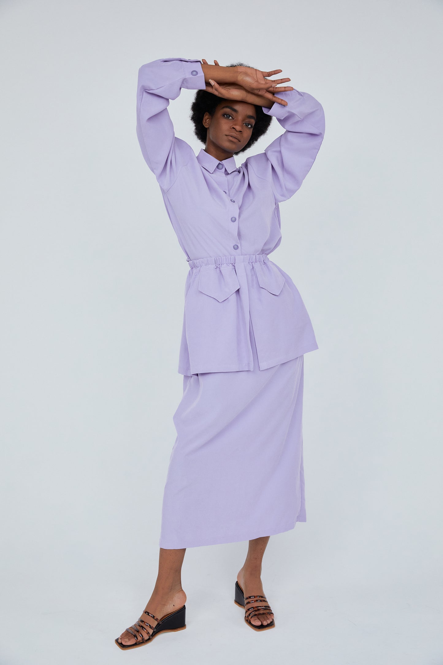 Oversized Button Tencel Shirt, Lavender