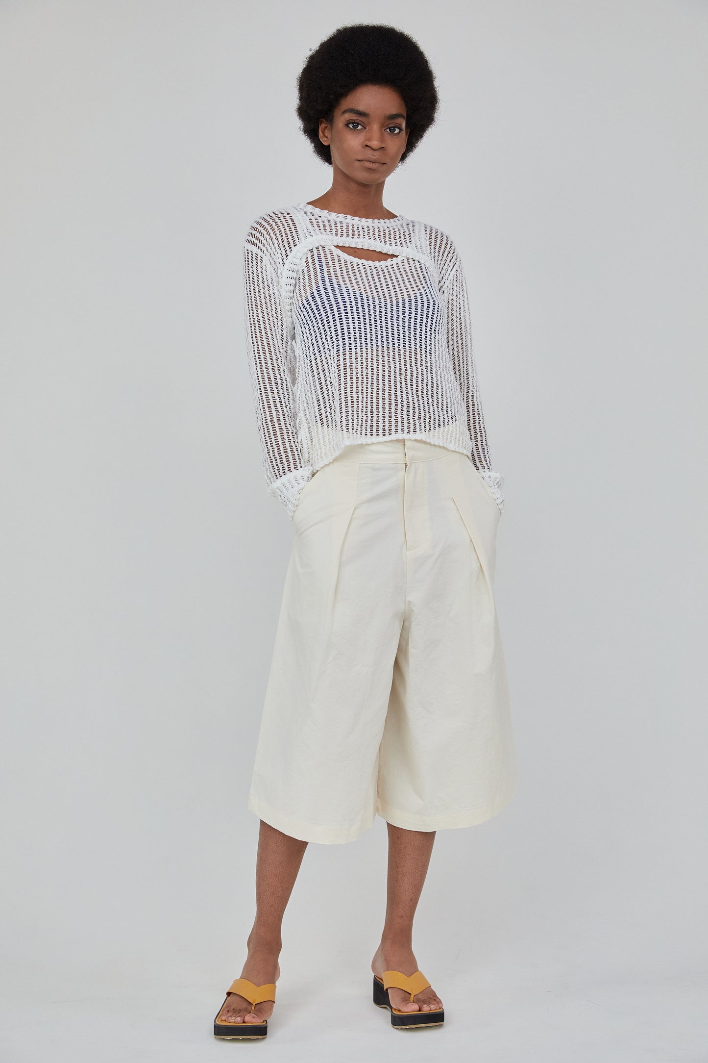 Two Piece Fishnet Sweater, Off White