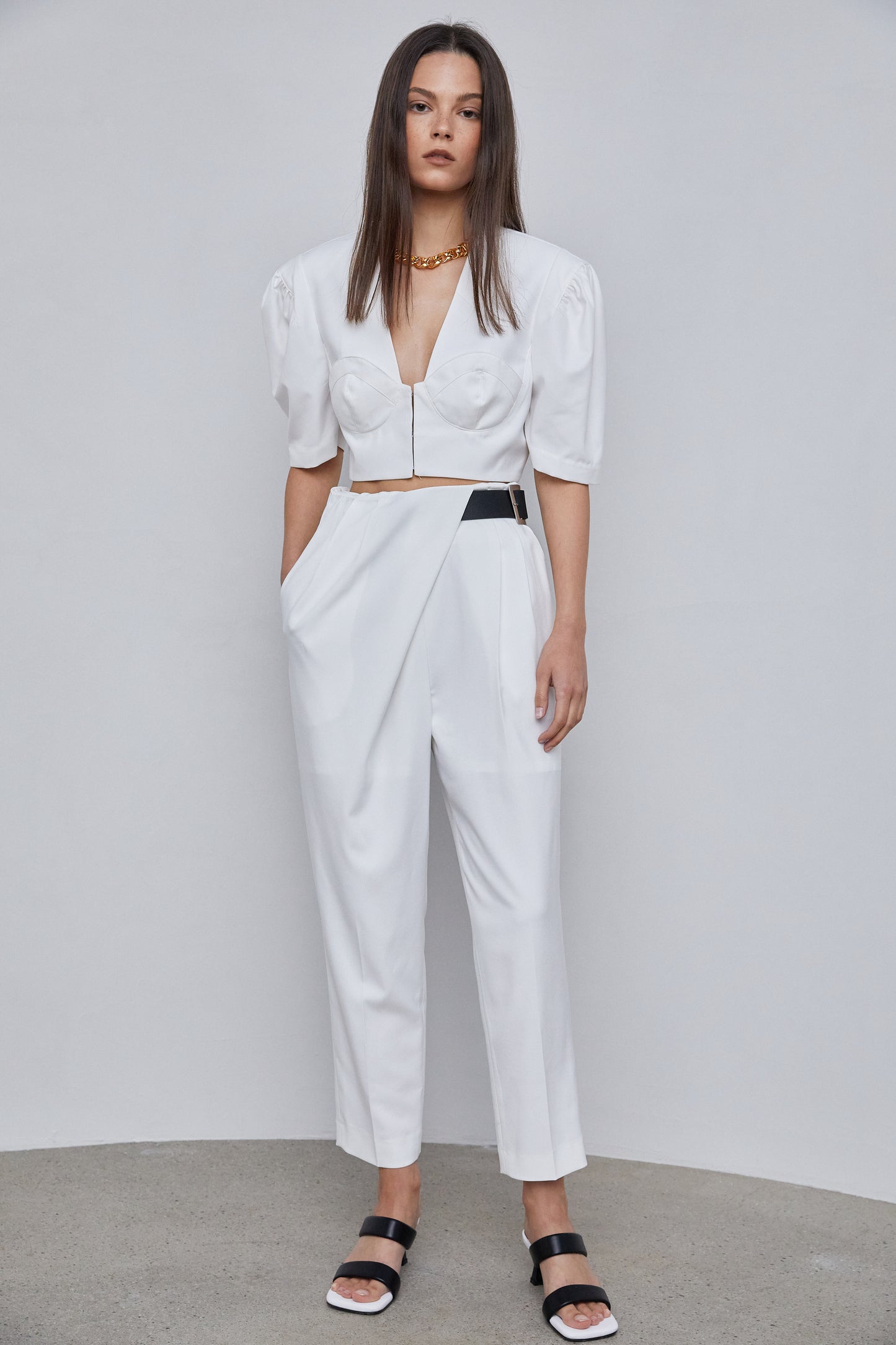 Bustier-Inspired Crop Top, White