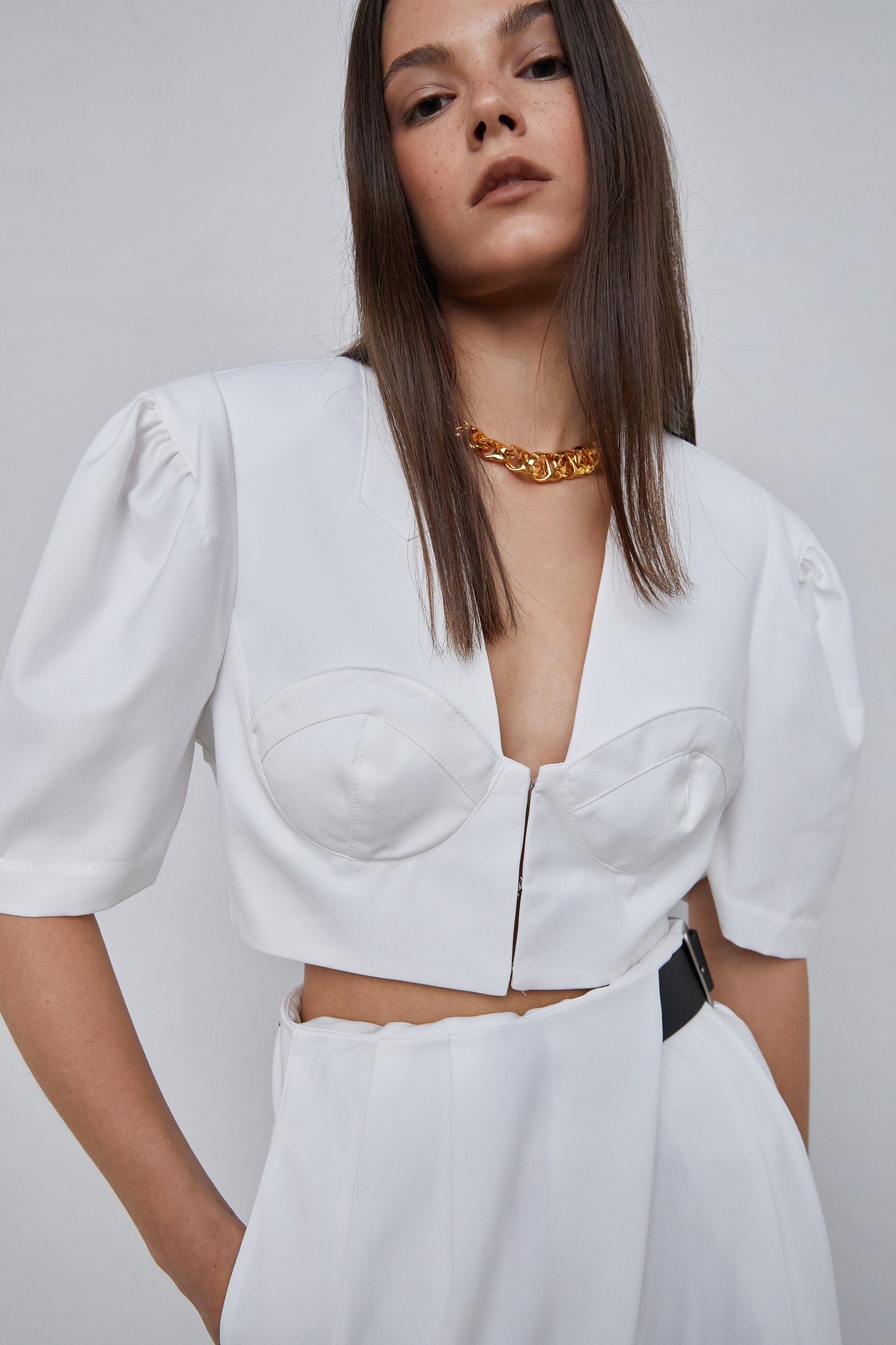 Bustier-Inspired Crop Top, White