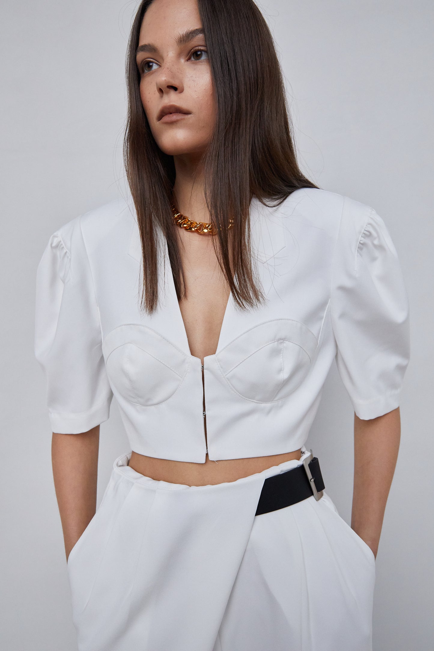 Bustier-Inspired Crop Top, White