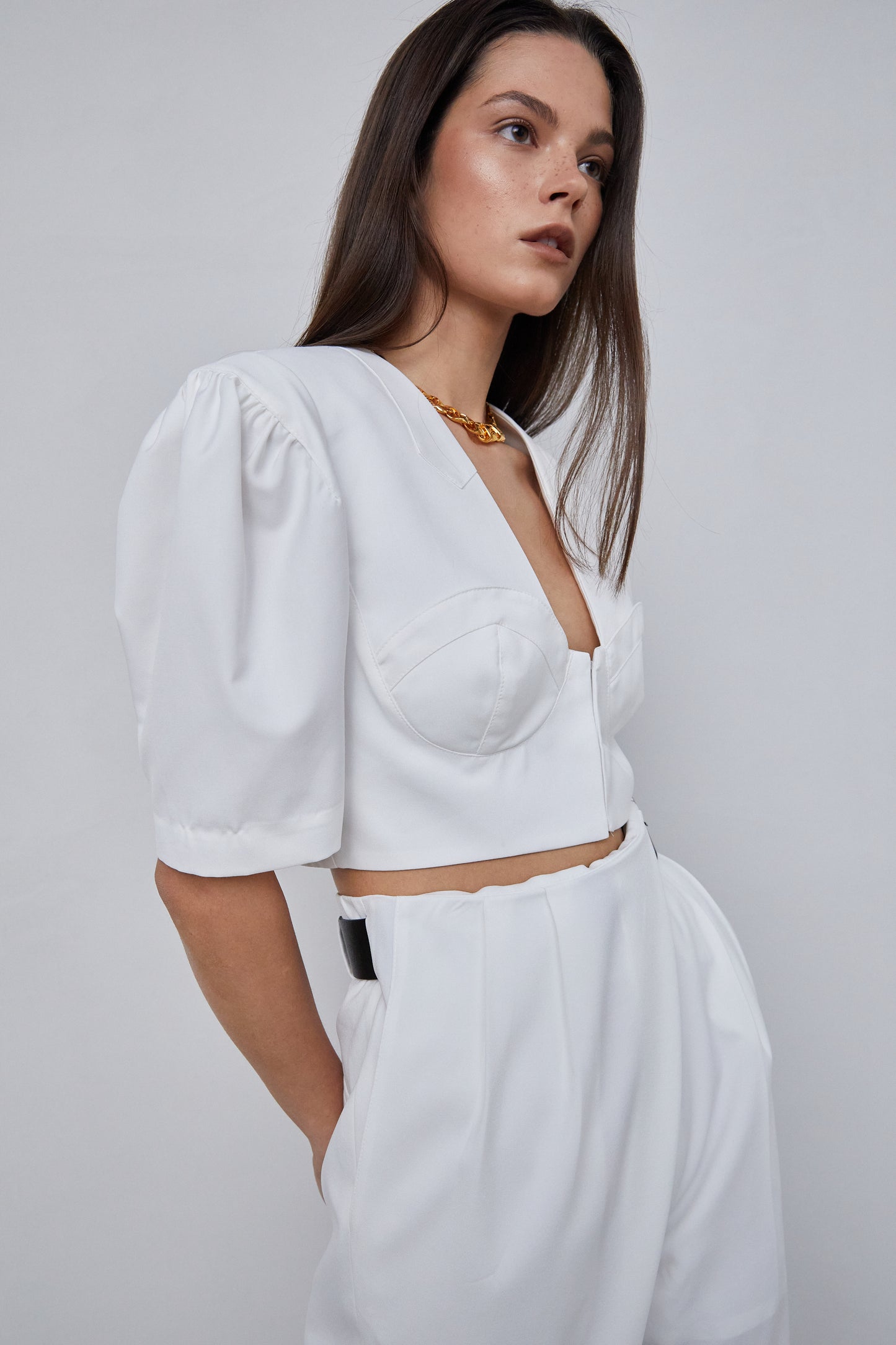 Bustier-Inspired Crop Top, White