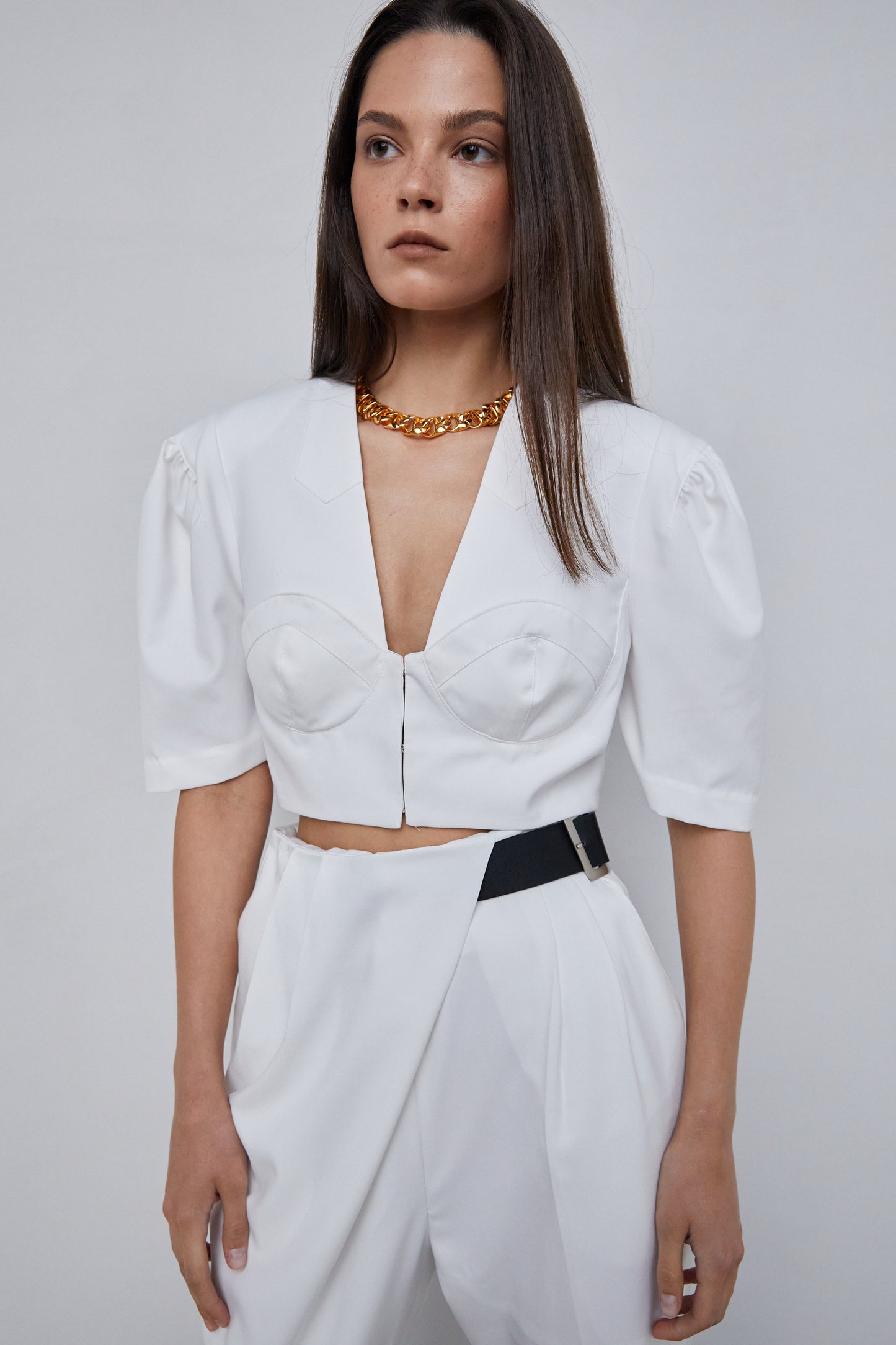 Bustier-Inspired Crop Top, White