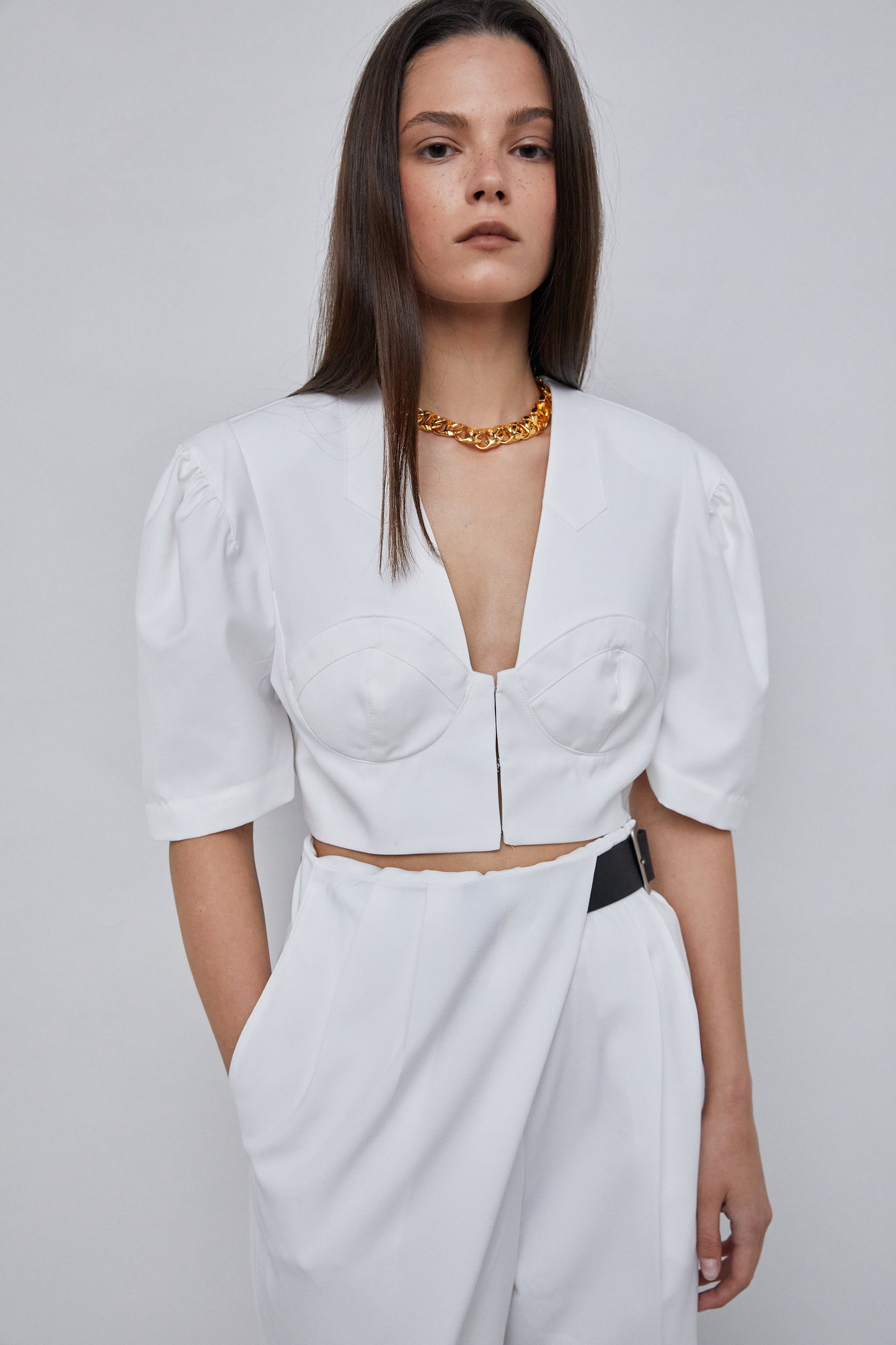 Bustier-Inspired Crop Top, White
