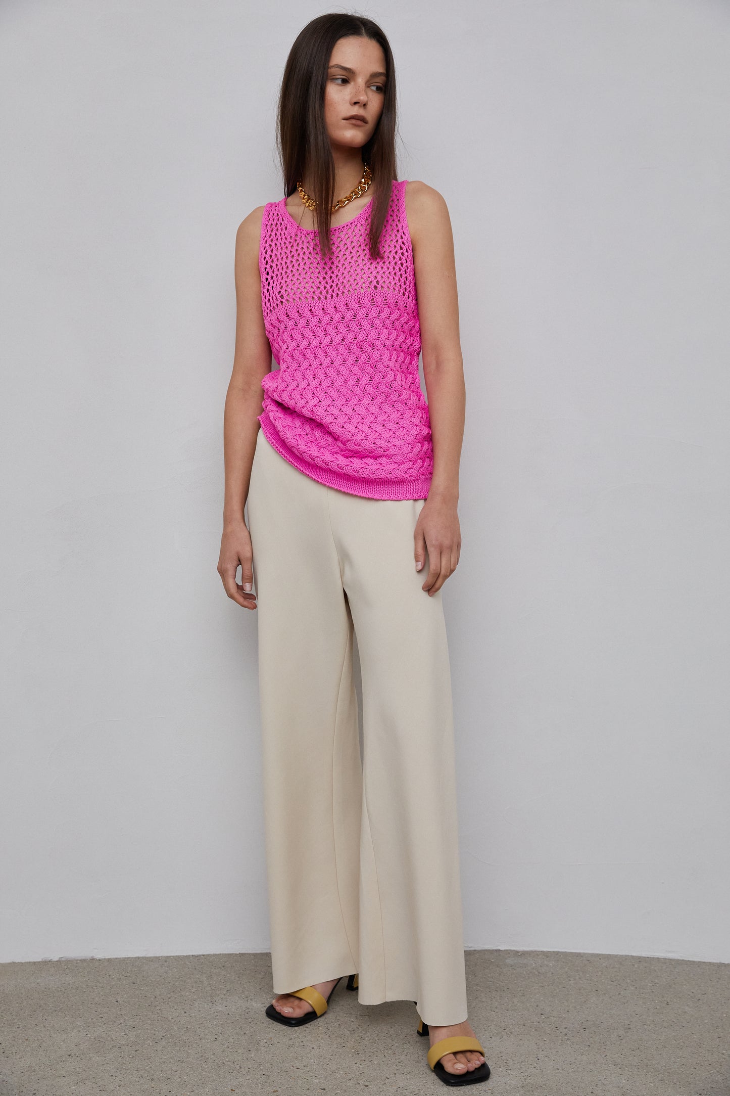 Tencel Elastic Slouchy Trouser, Nude