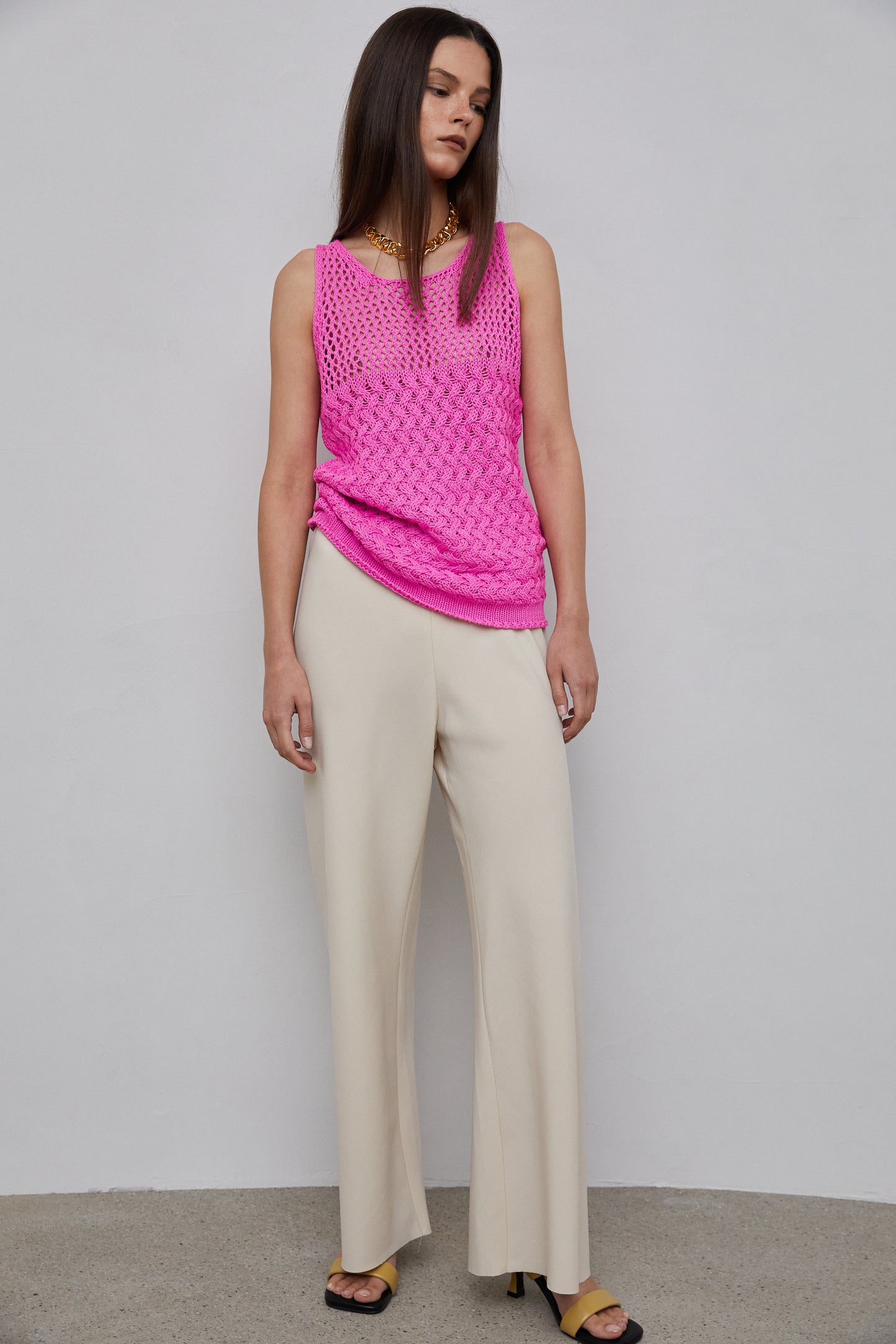 Tencel Elastic Slouchy Trouser, Nude