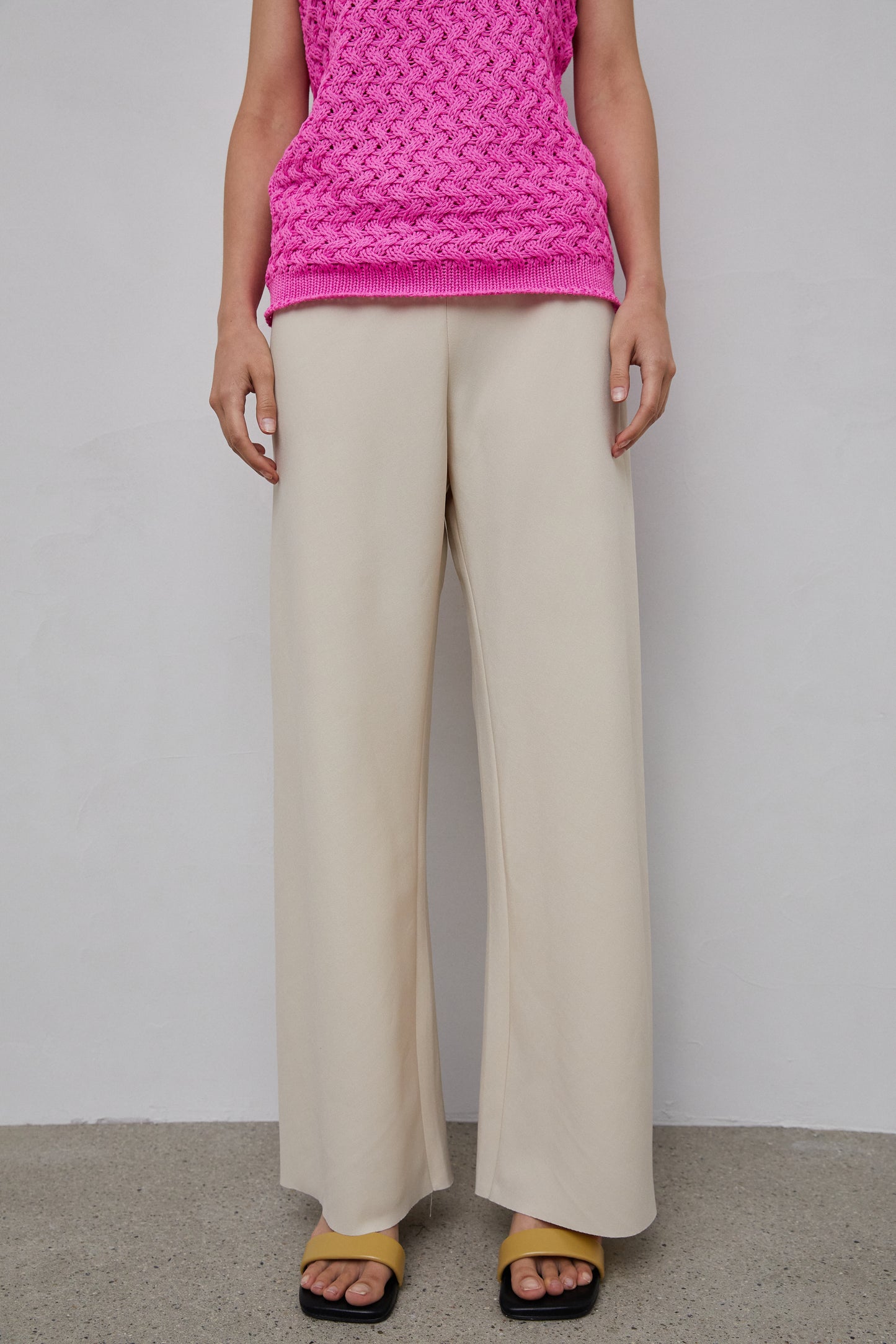 Tencel Elastic Slouchy Trouser, Nude