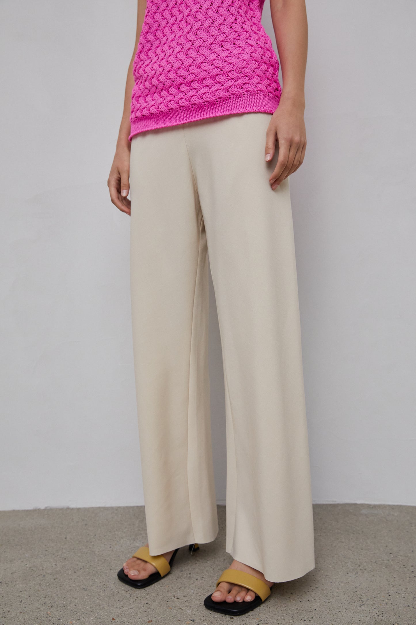 Tencel Elastic Slouchy Trouser, Nude