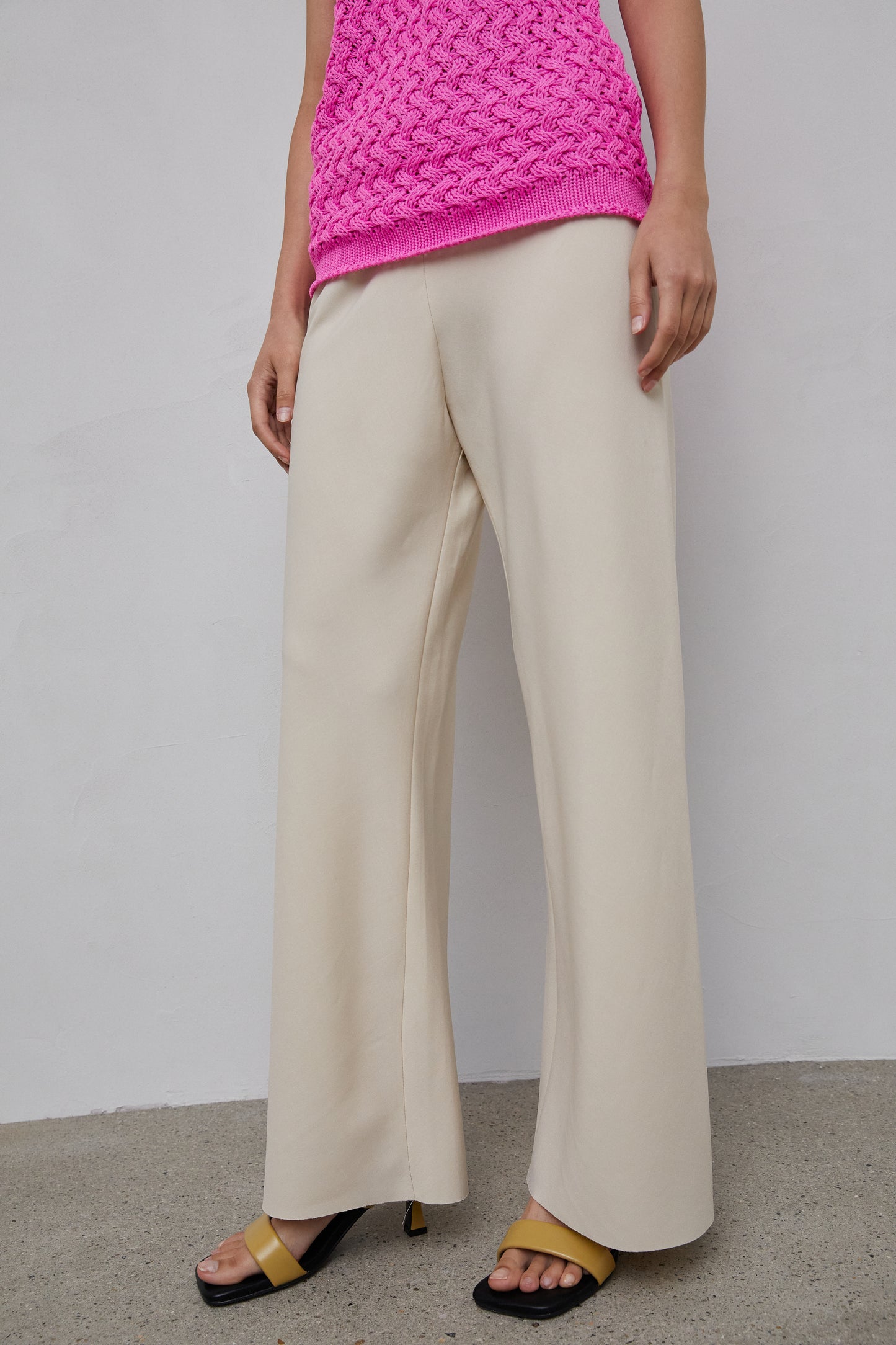 Tencel Elastic Slouchy Trouser, Nude