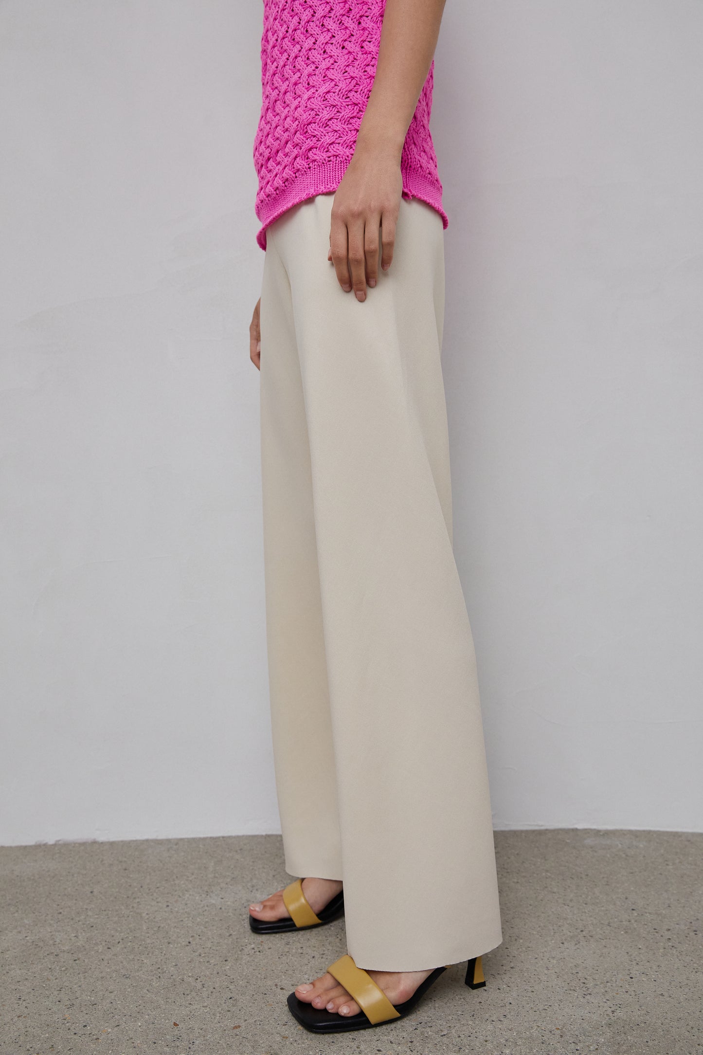Tencel Elastic Slouchy Trouser, Nude