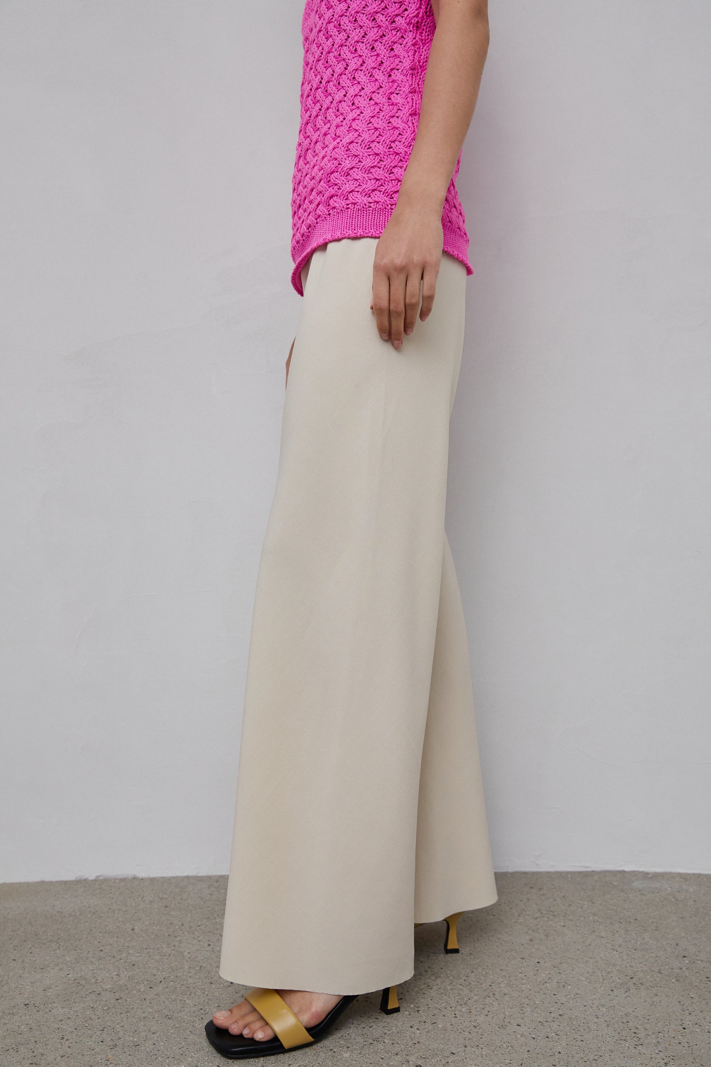 Tencel Elastic Slouchy Trouser, Nude