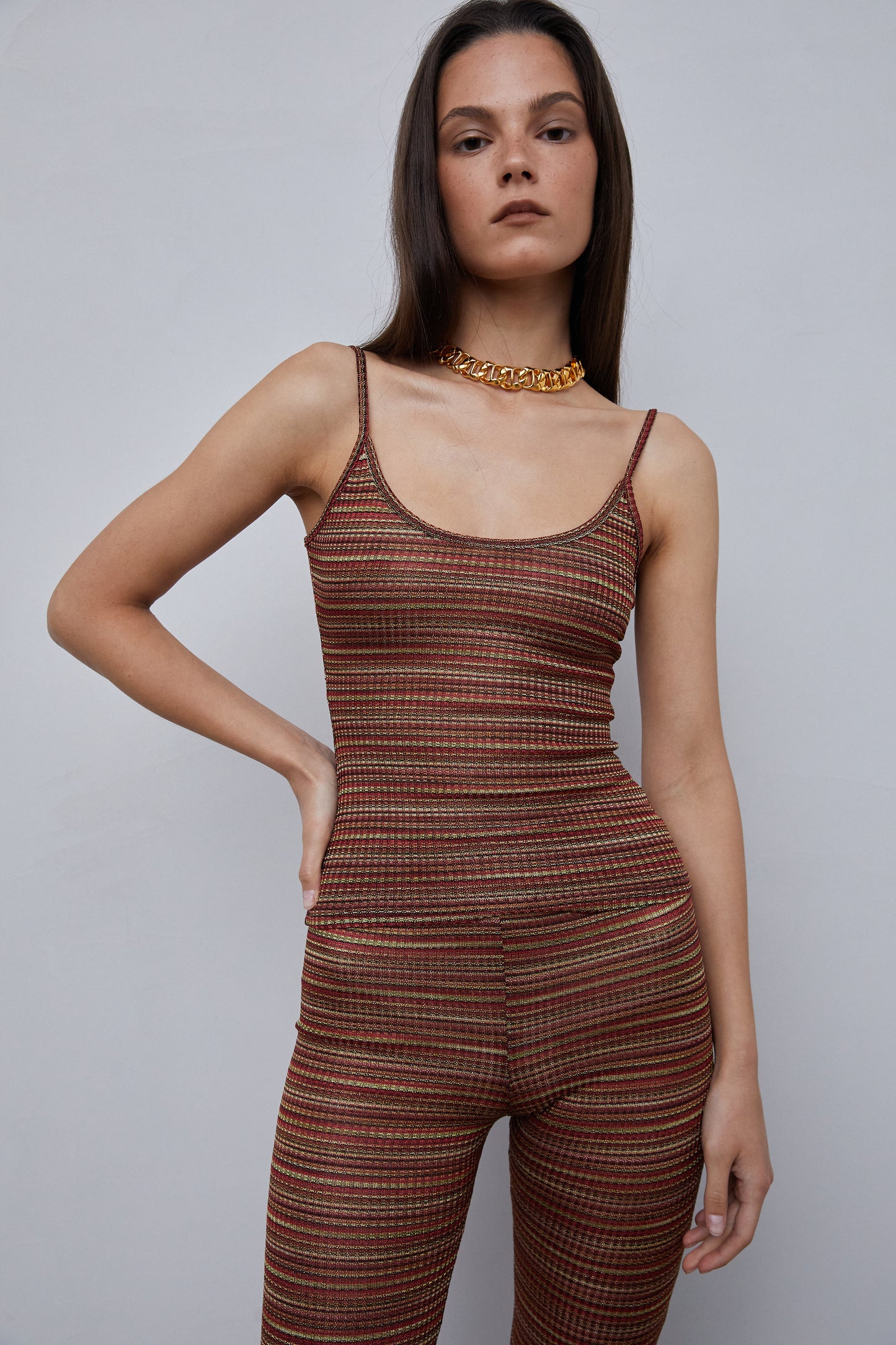 Multi-Color Knitted Tank Top, Burgundy