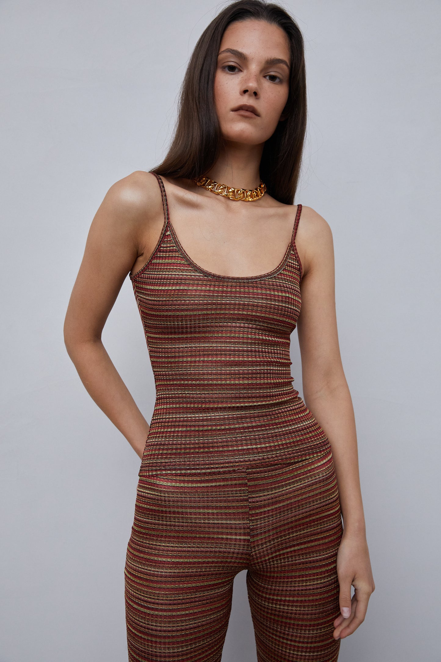 Multi-Color Knitted Tank Top, Burgundy