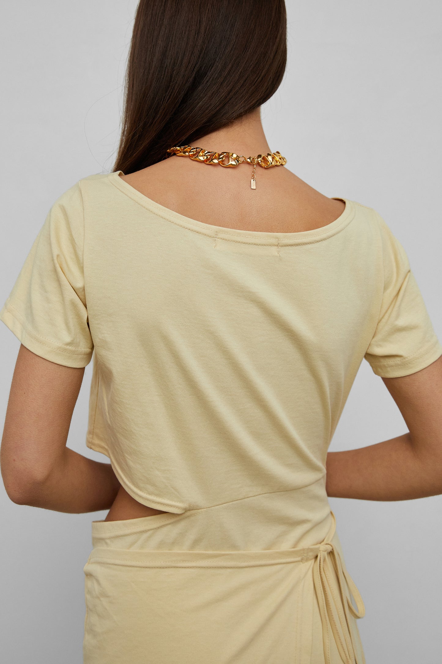Double-layer Fold Up Dress, Light Yellow
