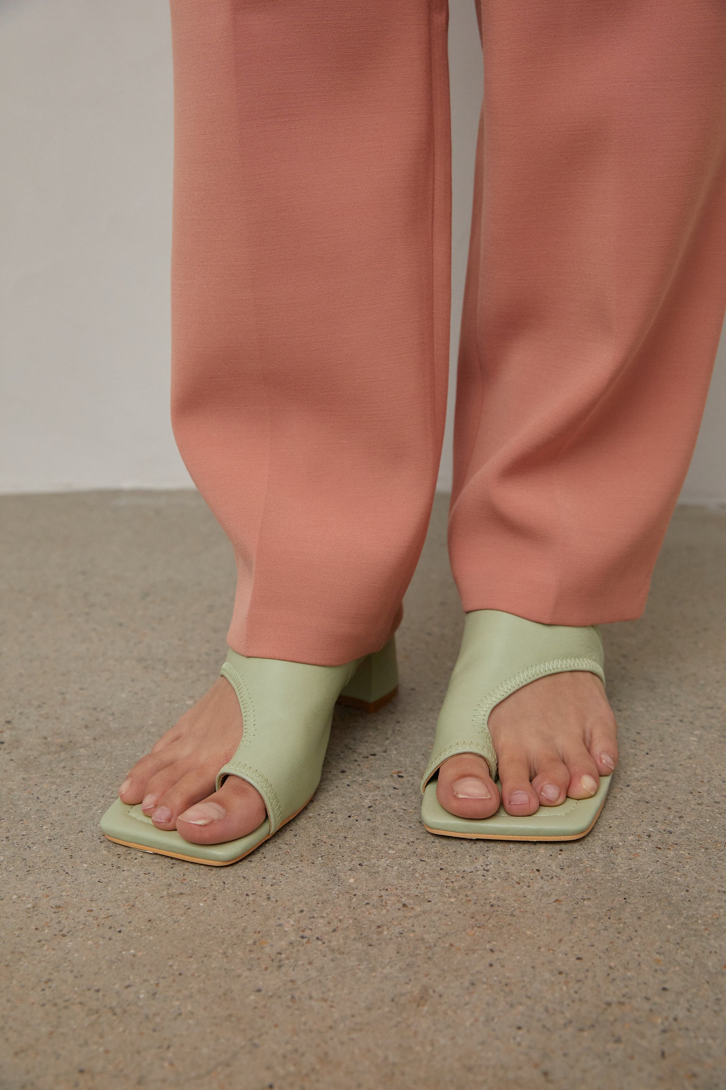 Asymmetrical Toe Loop Sandals, Mint