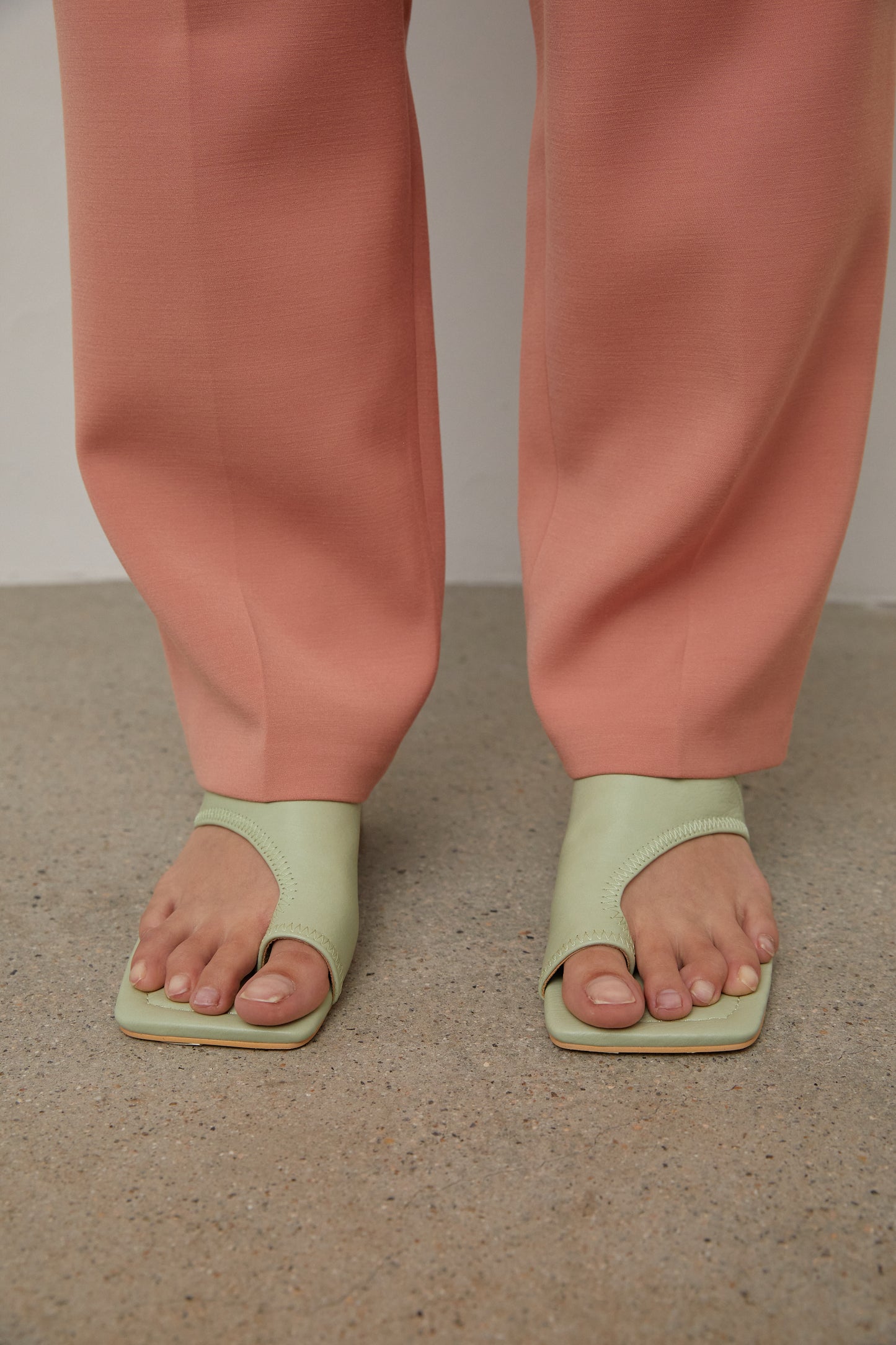 Asymmetrical Toe Loop Sandals, Mint