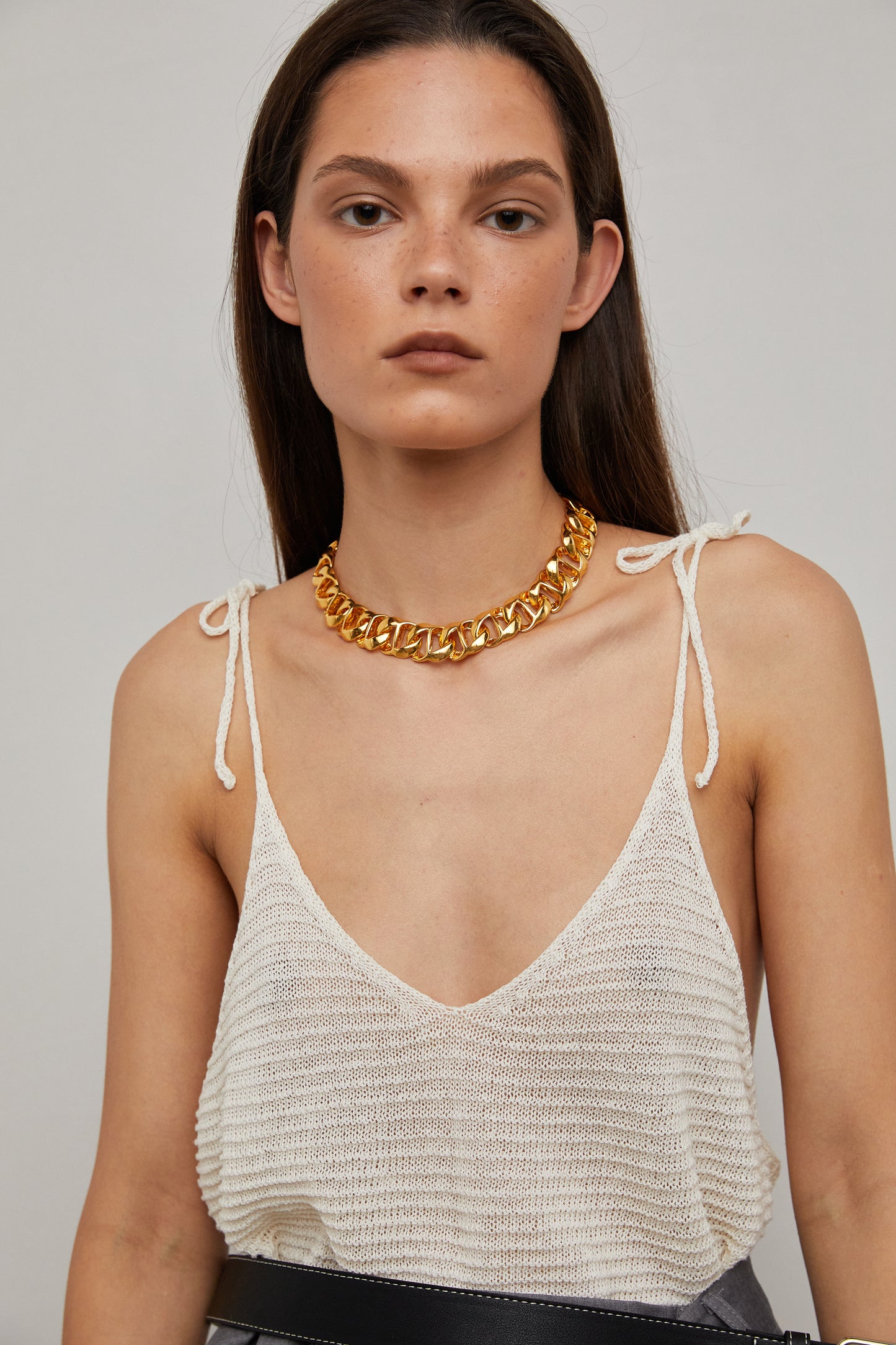Crochet Lace Self-Tie Tank Top, Ivory