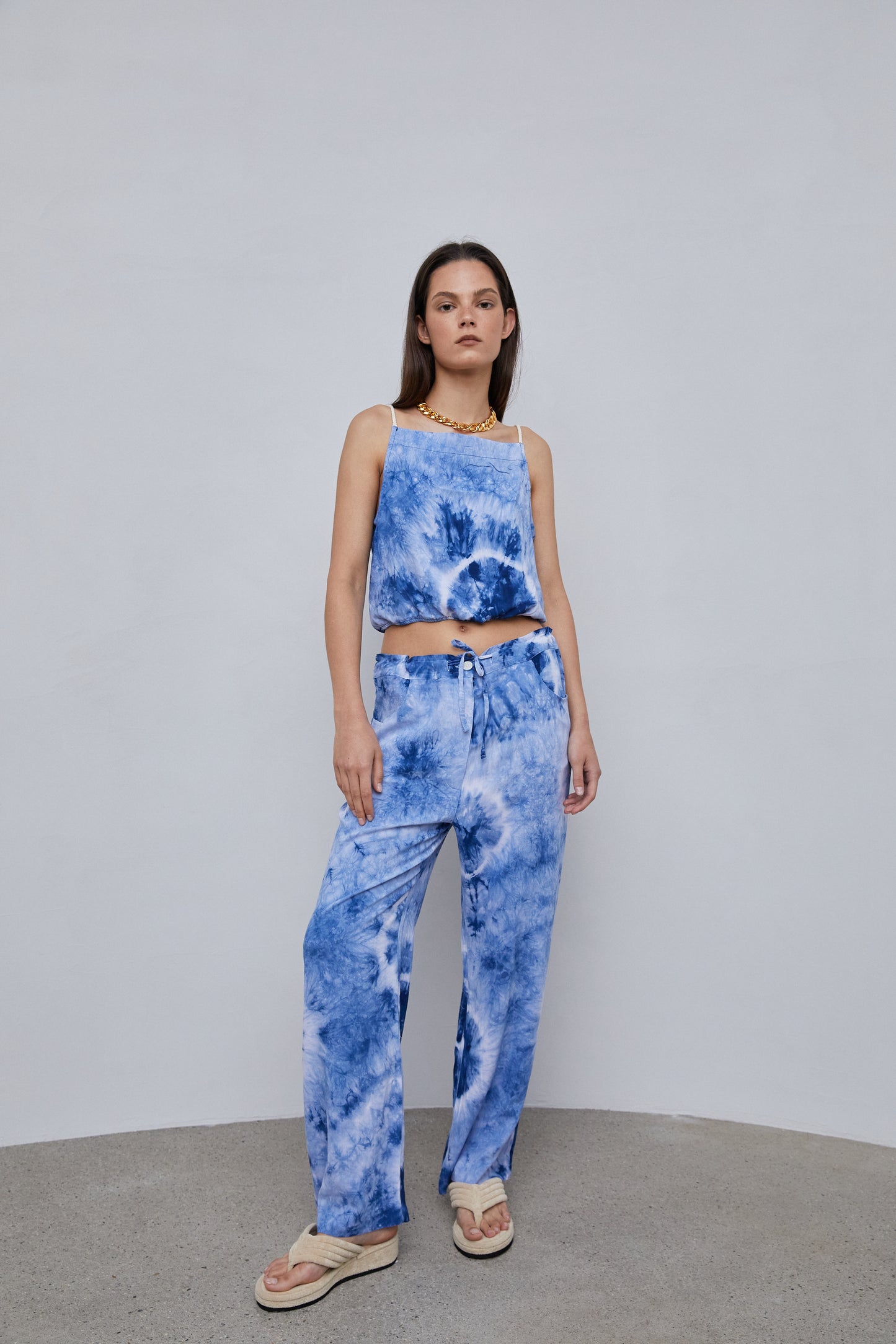 Tie Dye Loose Pants, Blue