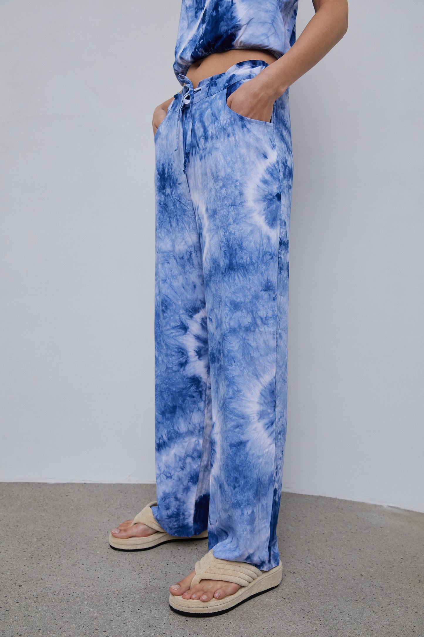 Tie Dye Loose Pants, Blue