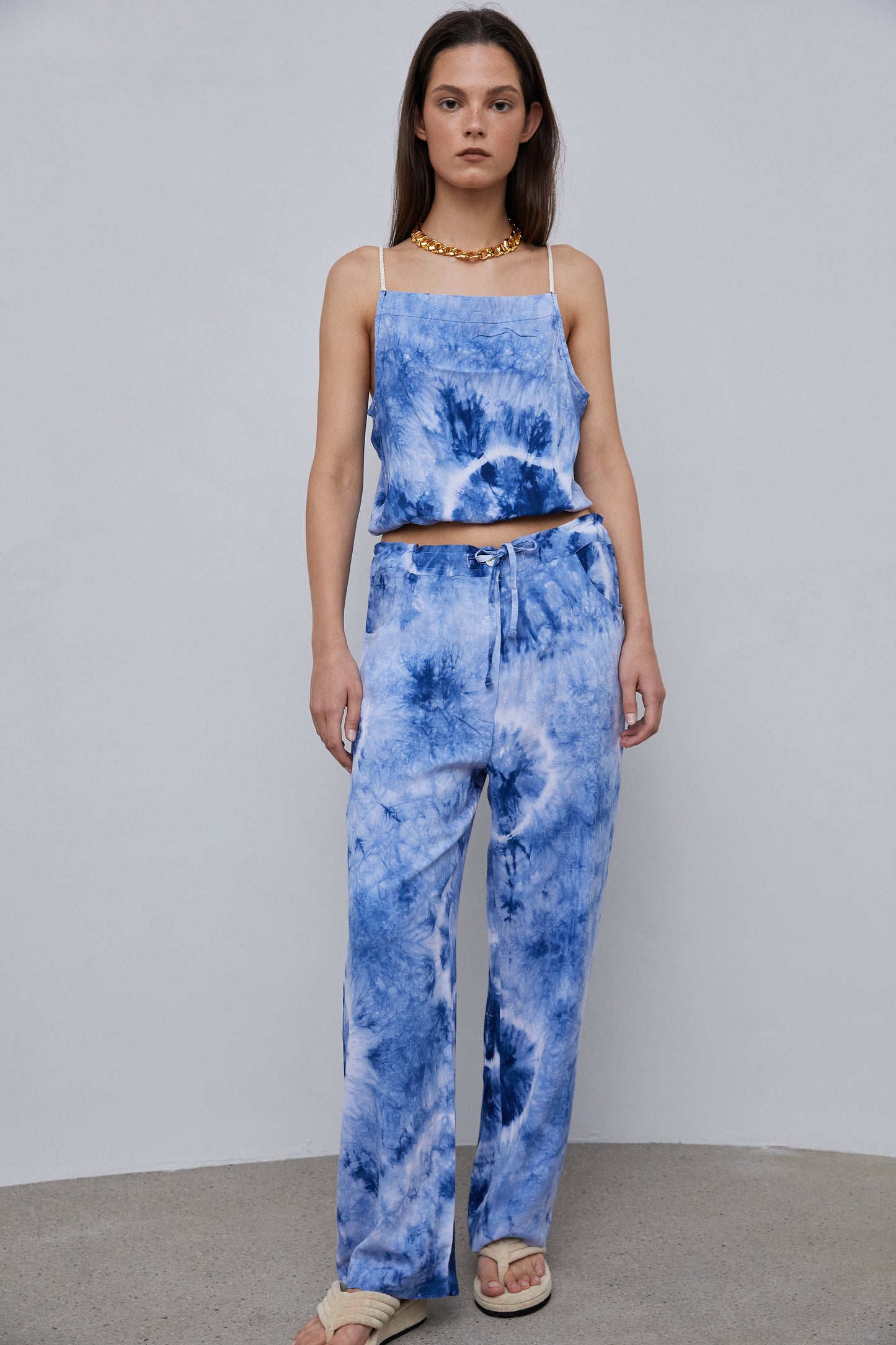 Tie Dye Loose Pants, Blue