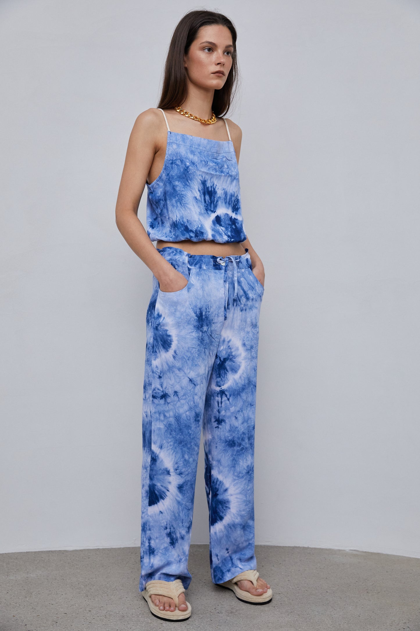 Tie Dye Loose Pants, Blue