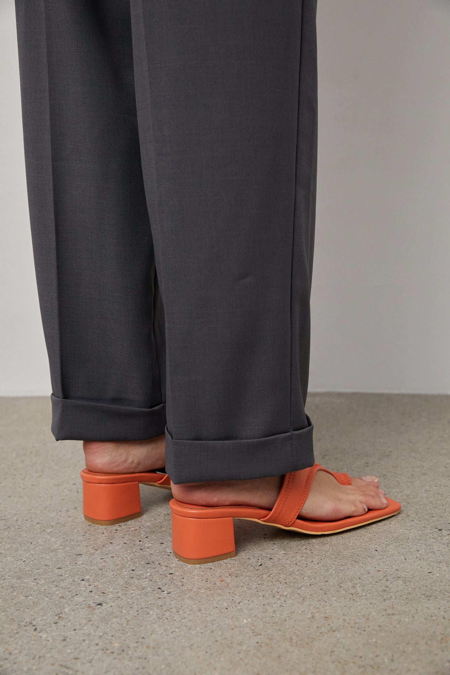 Asymmetrical Toe Loop Sandals, Tangerine