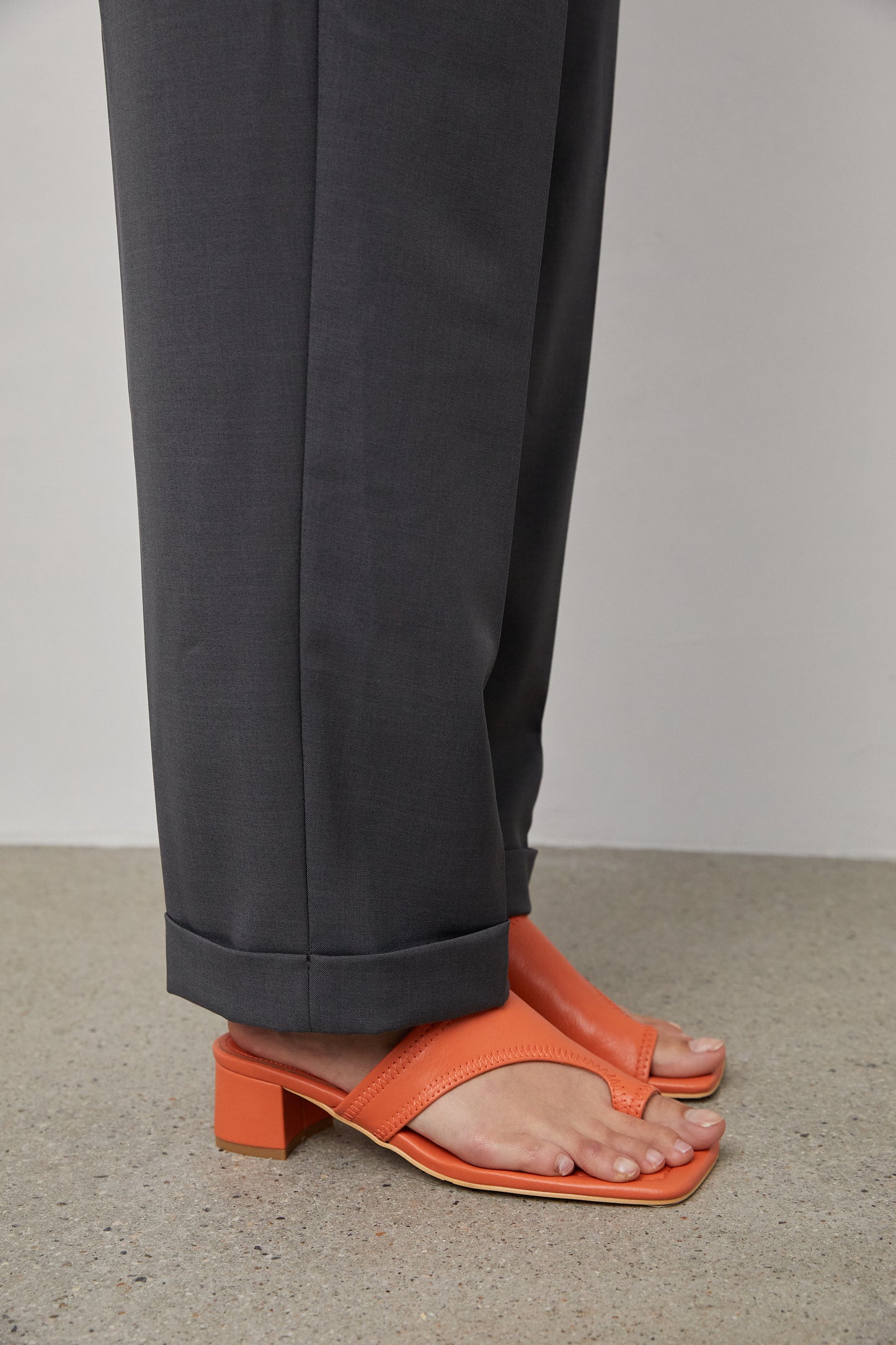 Asymmetrical Toe Loop Sandals, Tangerine
