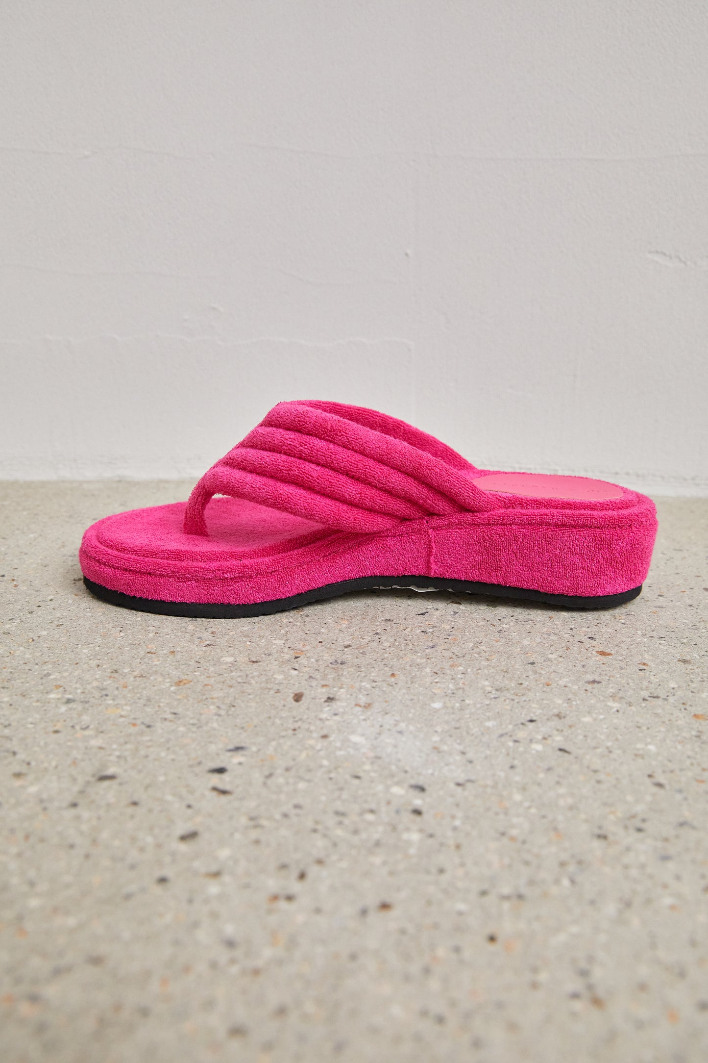 Terry Cloth Fleece Sandals, Fuchsia Pink
