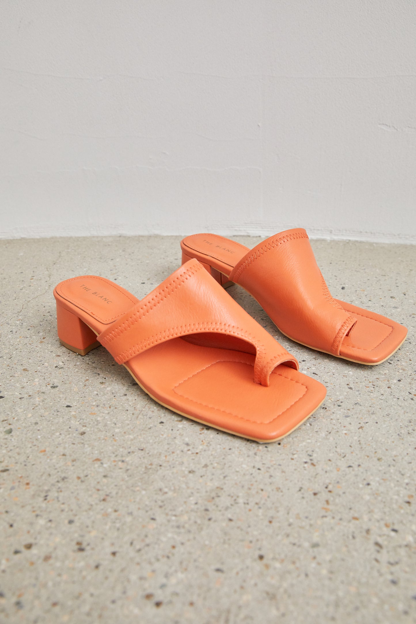 Asymmetrical Toe Loop Sandals, Tangerine