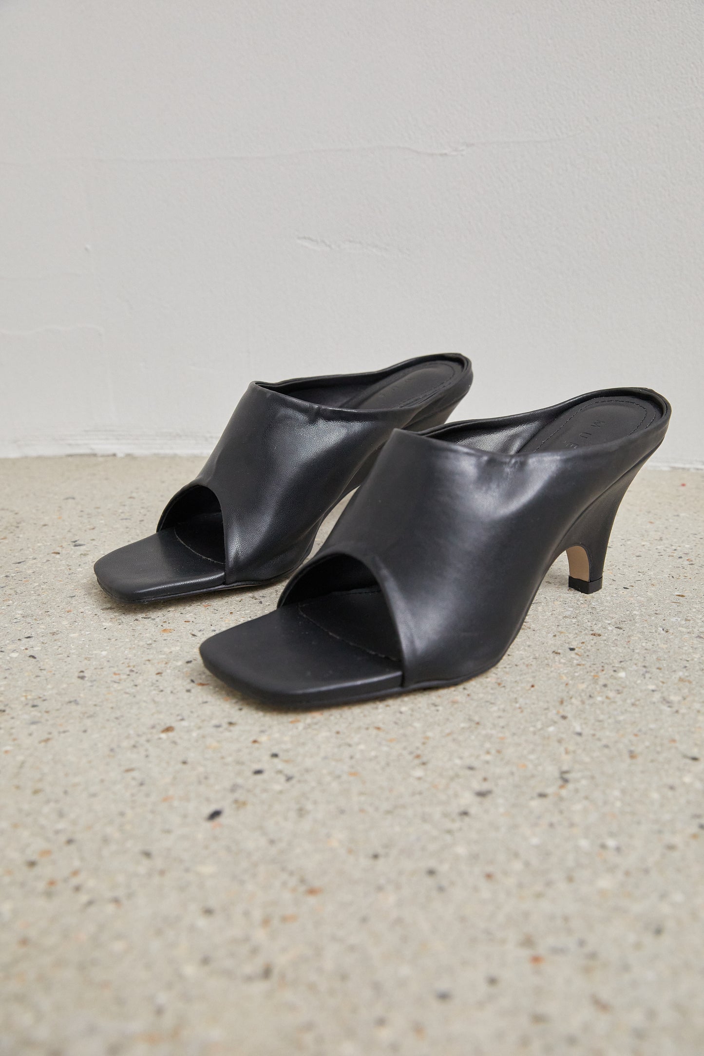 Slide Wedge Heels, Black