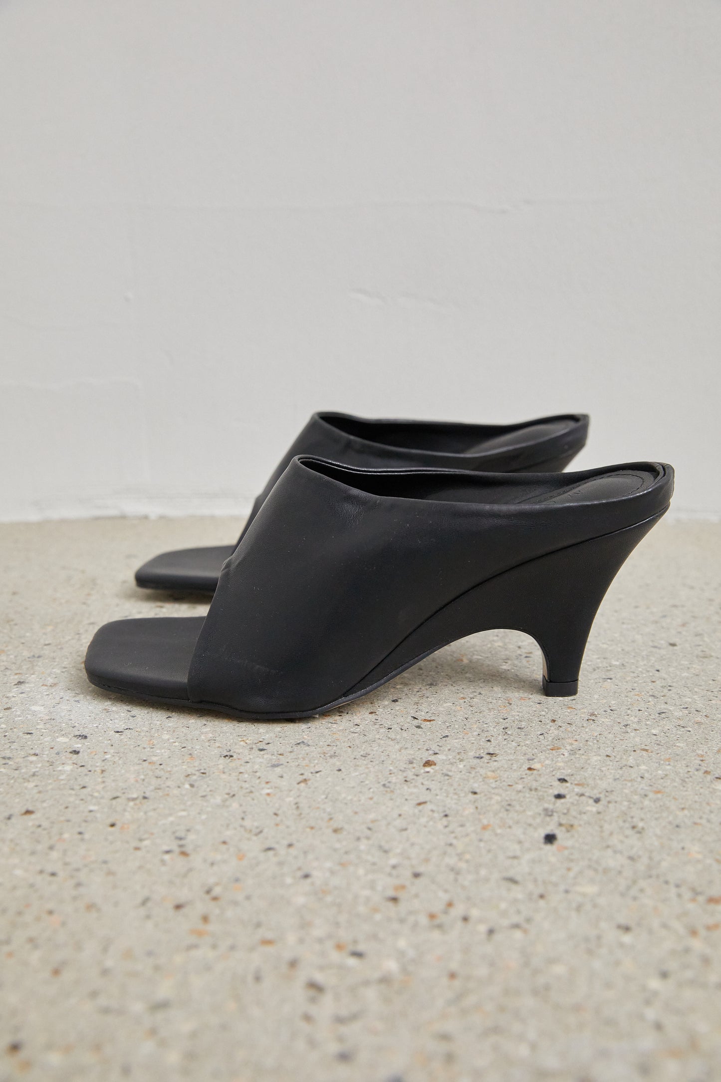 Slide Wedge Heels, Black